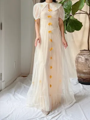 1930s Tulle Bow Dress - XS