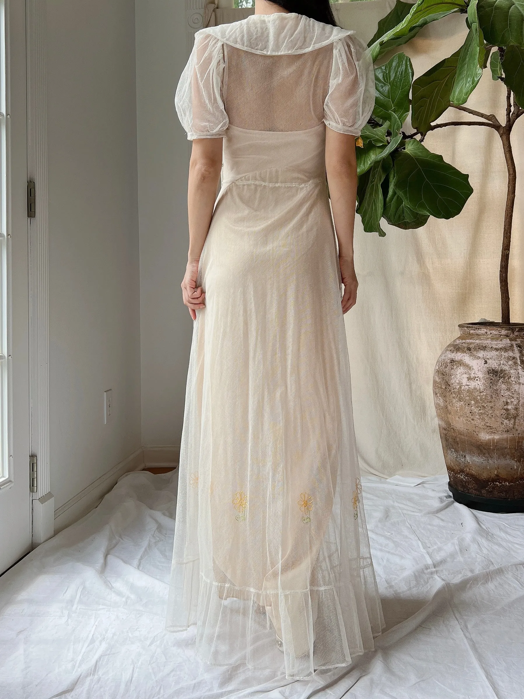 1930s Tulle Bow Dress - XS