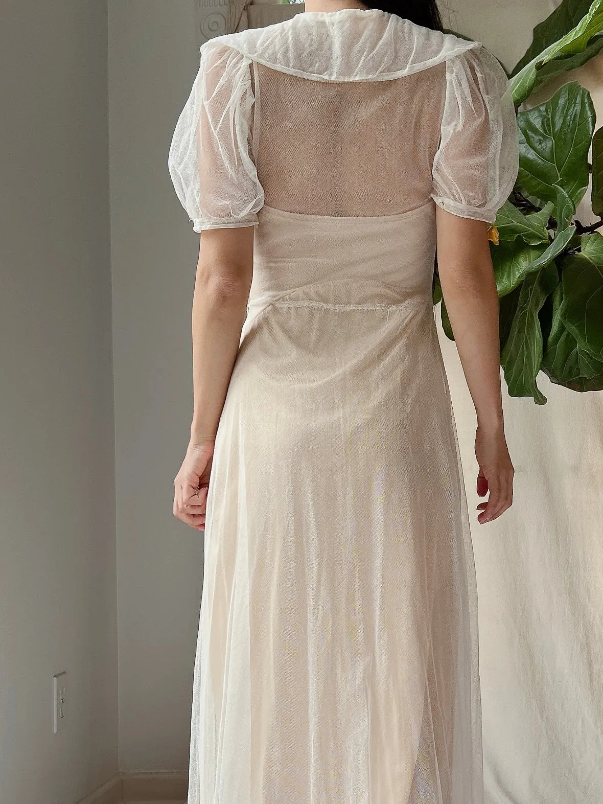 1930s Tulle Bow Dress - XS