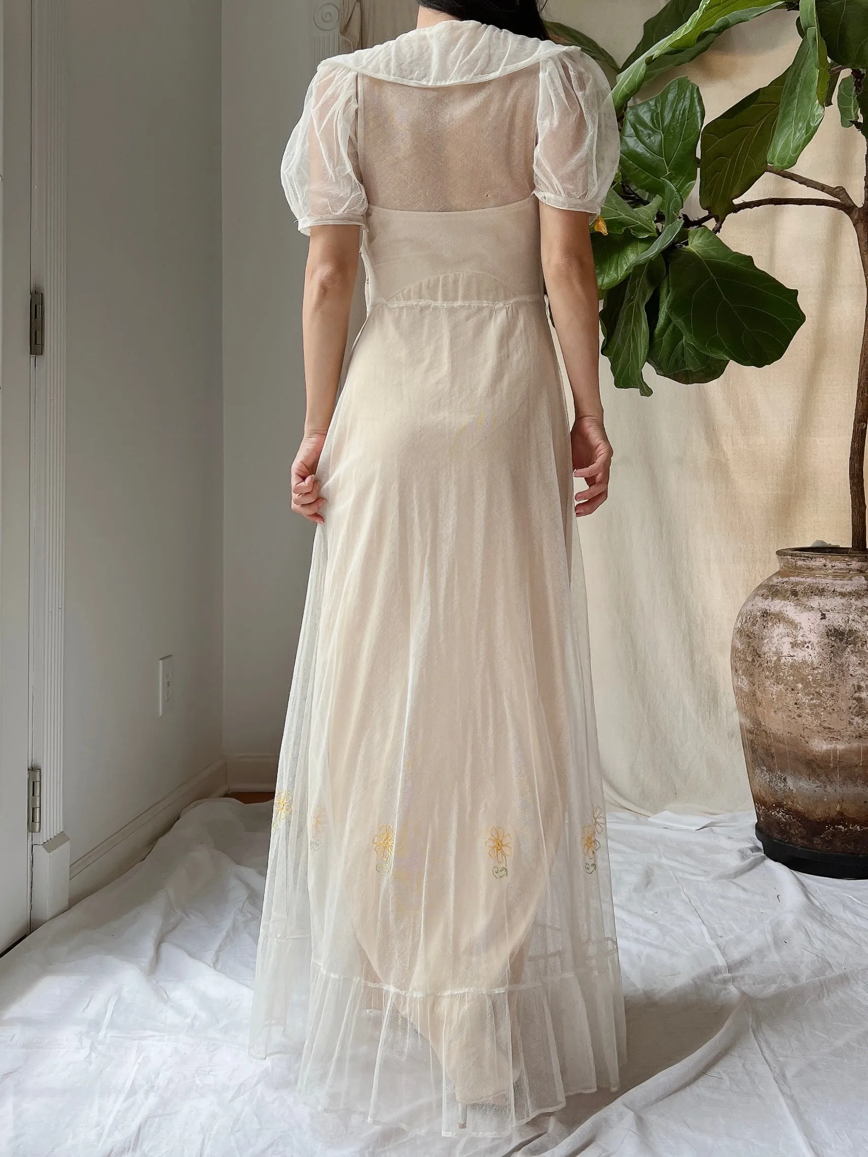 1930s Tulle Bow Dress - XS