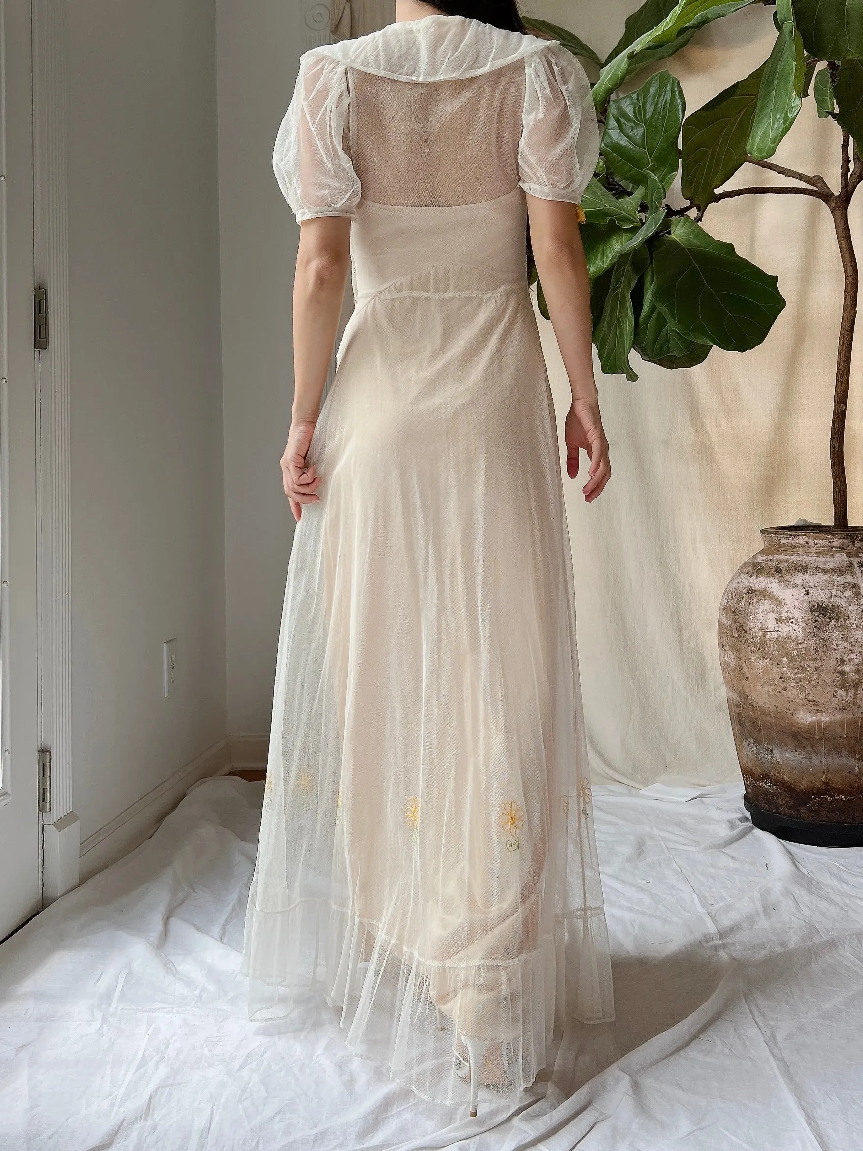 1930s Tulle Bow Dress - XS