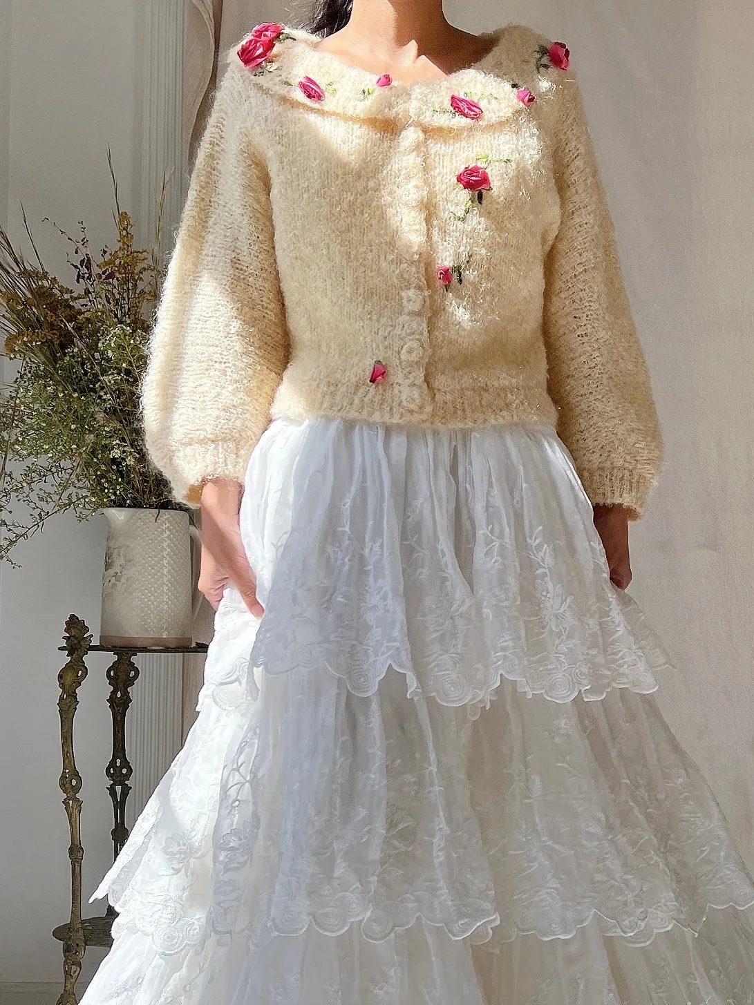 1950s Mohair Rosette Cardigan - S