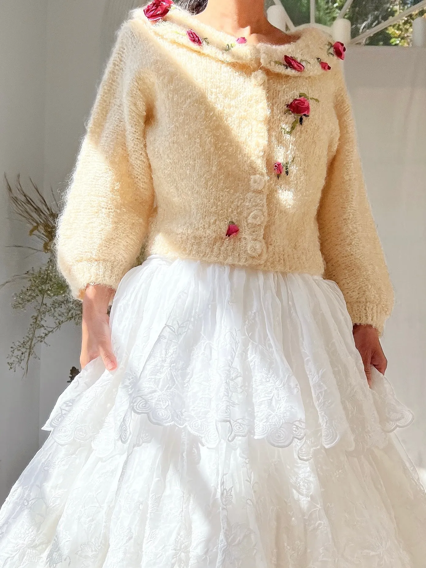 1950s Mohair Rosette Cardigan - S