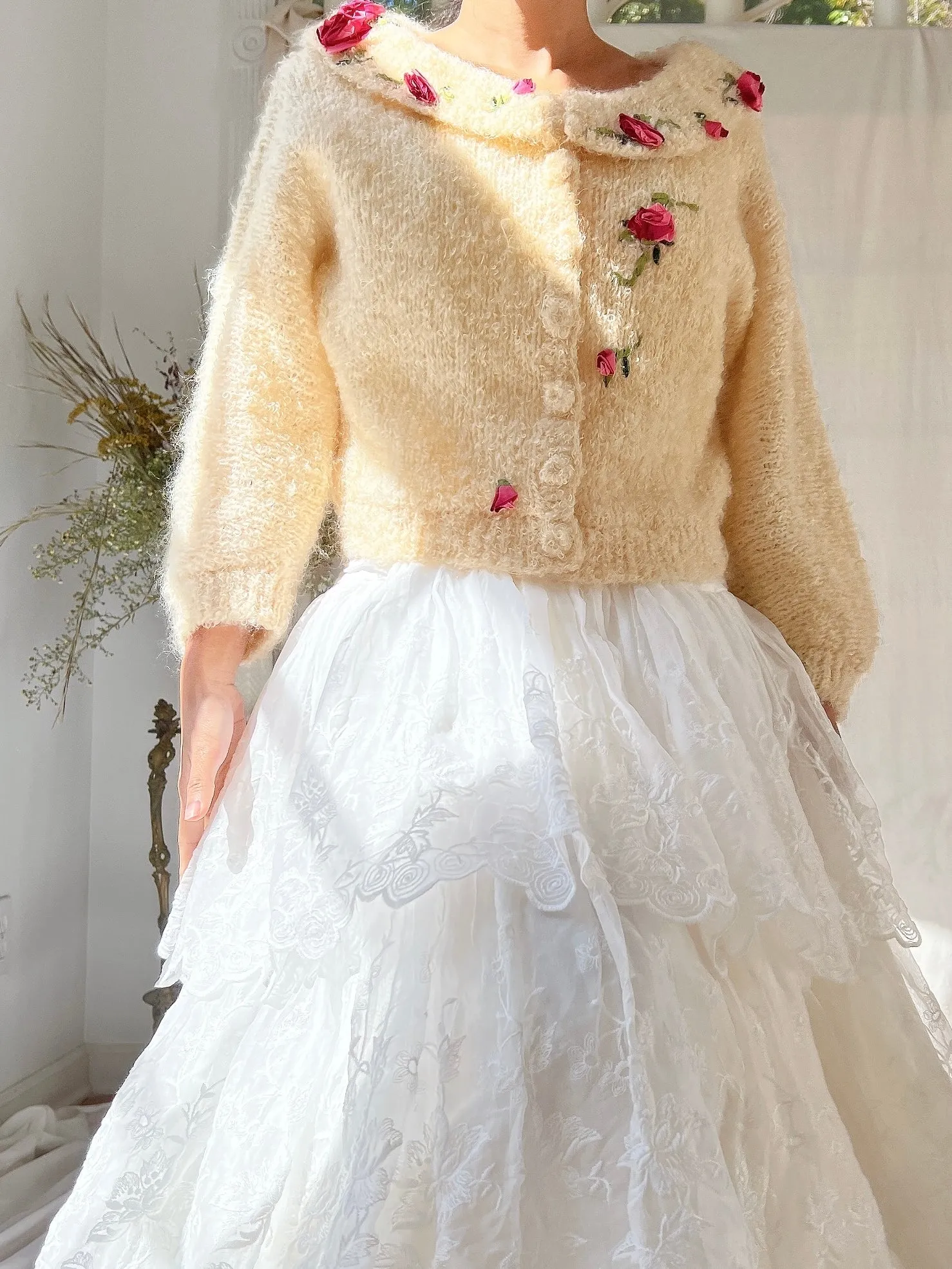 1950s Mohair Rosette Cardigan - S