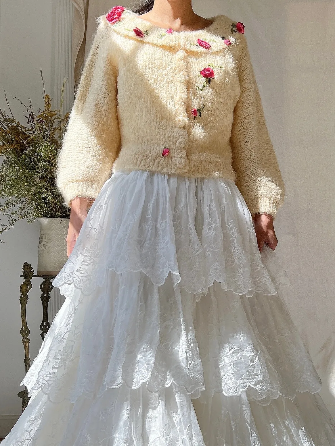 1950s Mohair Rosette Cardigan - S