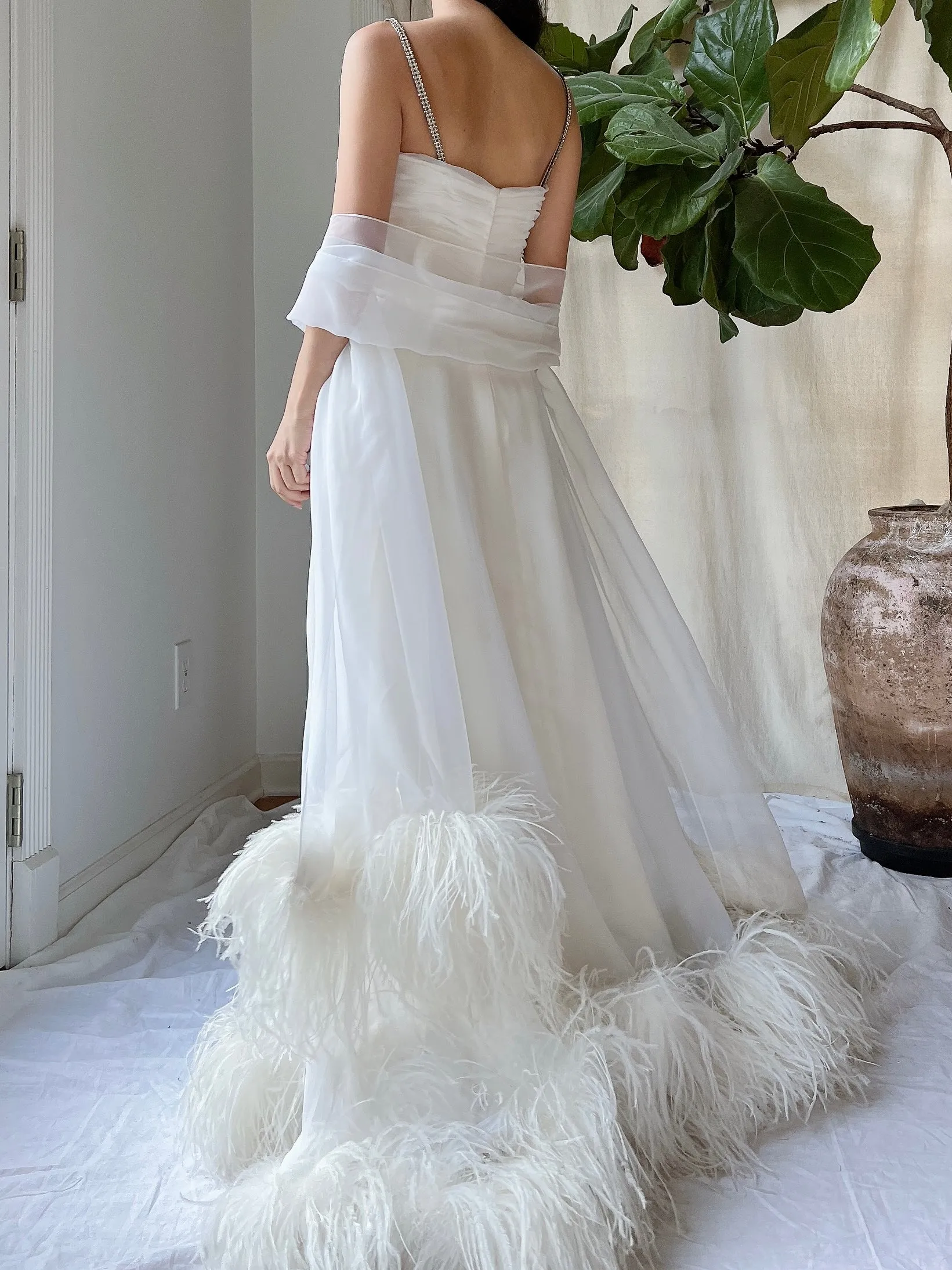 1960s Chiffon Feather Gown - XS