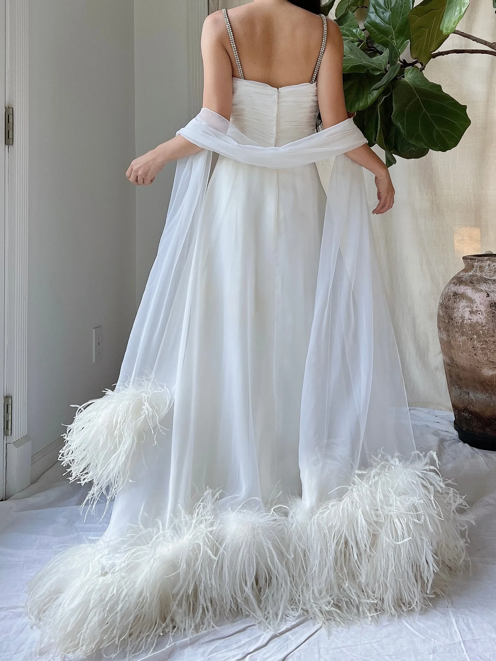 1960s Chiffon Feather Gown - XS