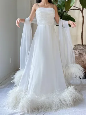 1960s Chiffon Feather Gown - XS