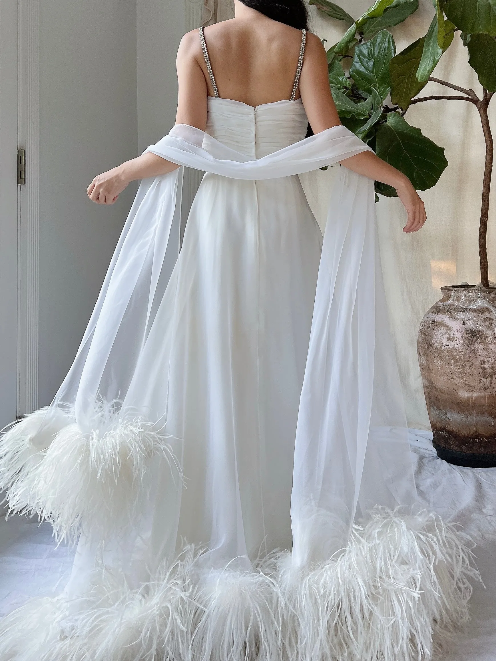 1960s Chiffon Feather Gown - XS