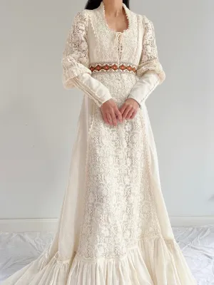 1970s Gunne Sax Juliet Sleeve Dress - S-M