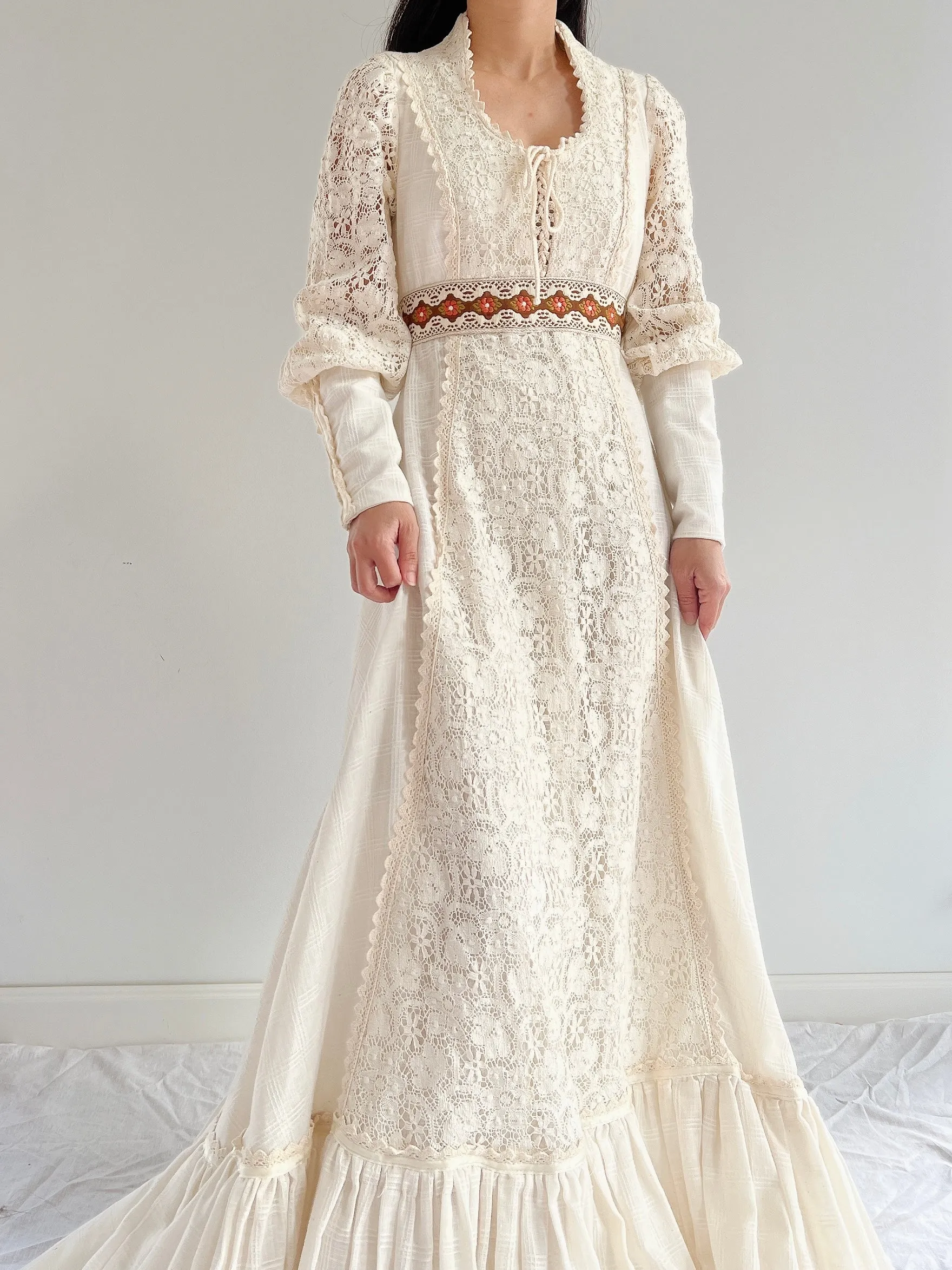 1970s Gunne Sax Juliet Sleeve Dress - S-M