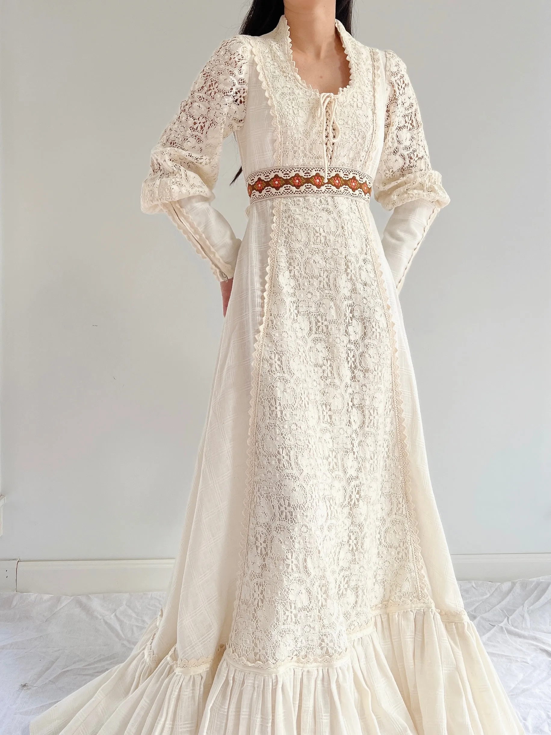 1970s Gunne Sax Juliet Sleeve Dress - S-M