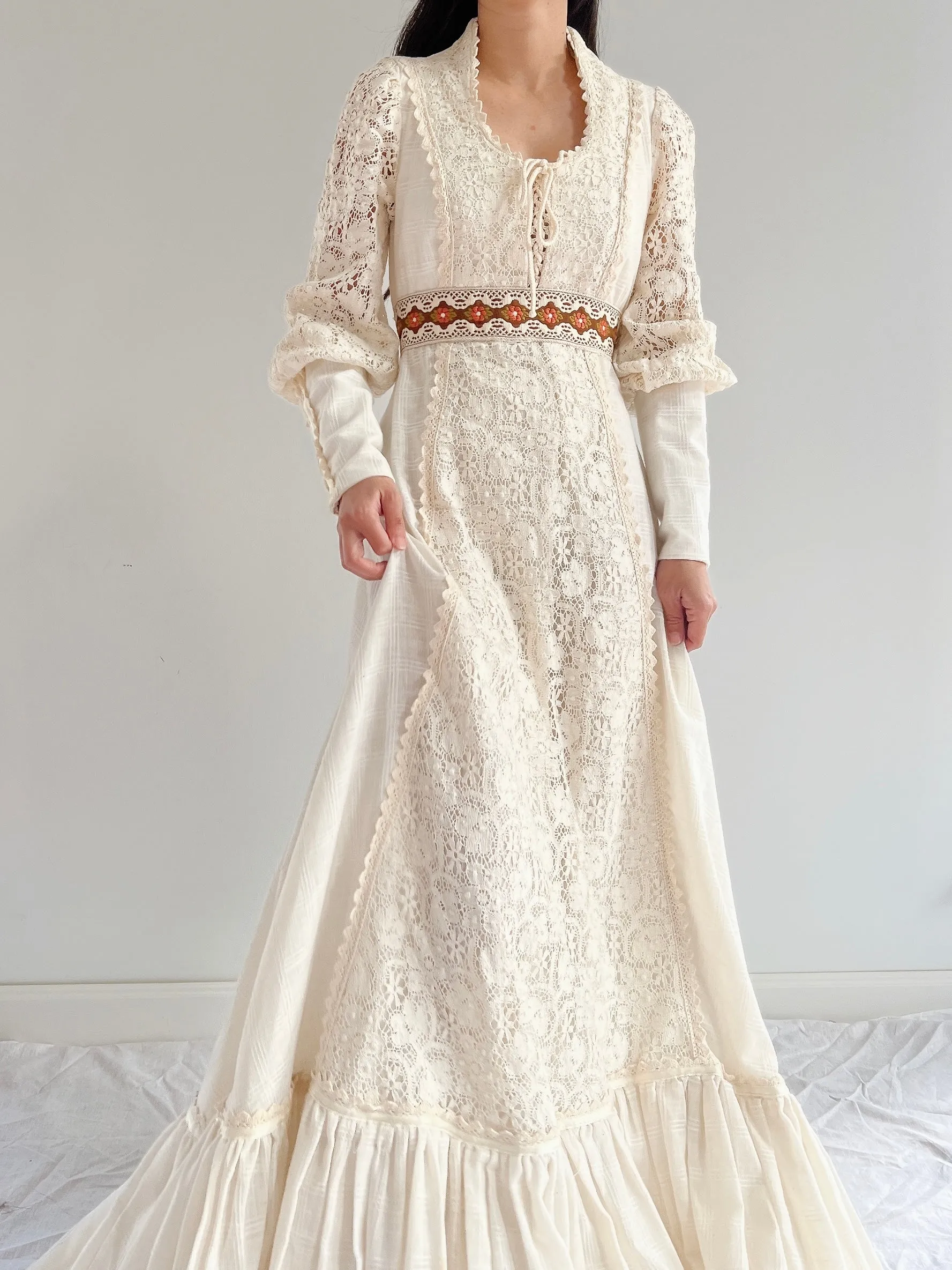 1970s Gunne Sax Juliet Sleeve Dress - S-M