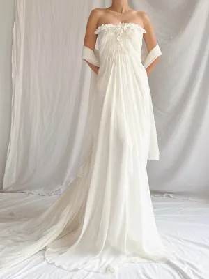 1990s Maggie Sotero Couture Chiffon Gown - XS-S