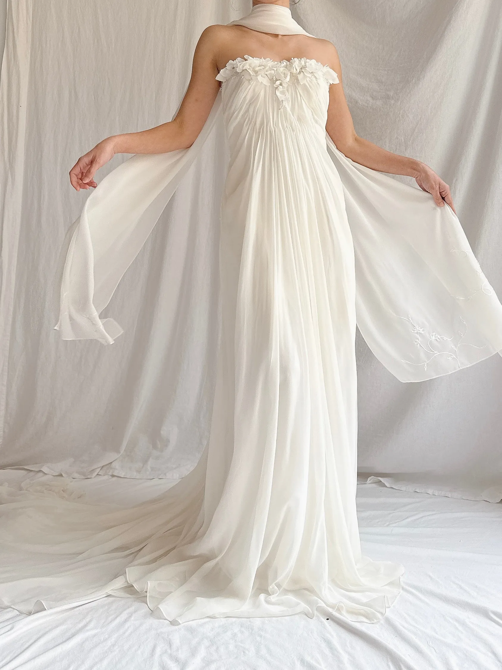 1990s Maggie Sotero Couture Chiffon Gown - XS-S