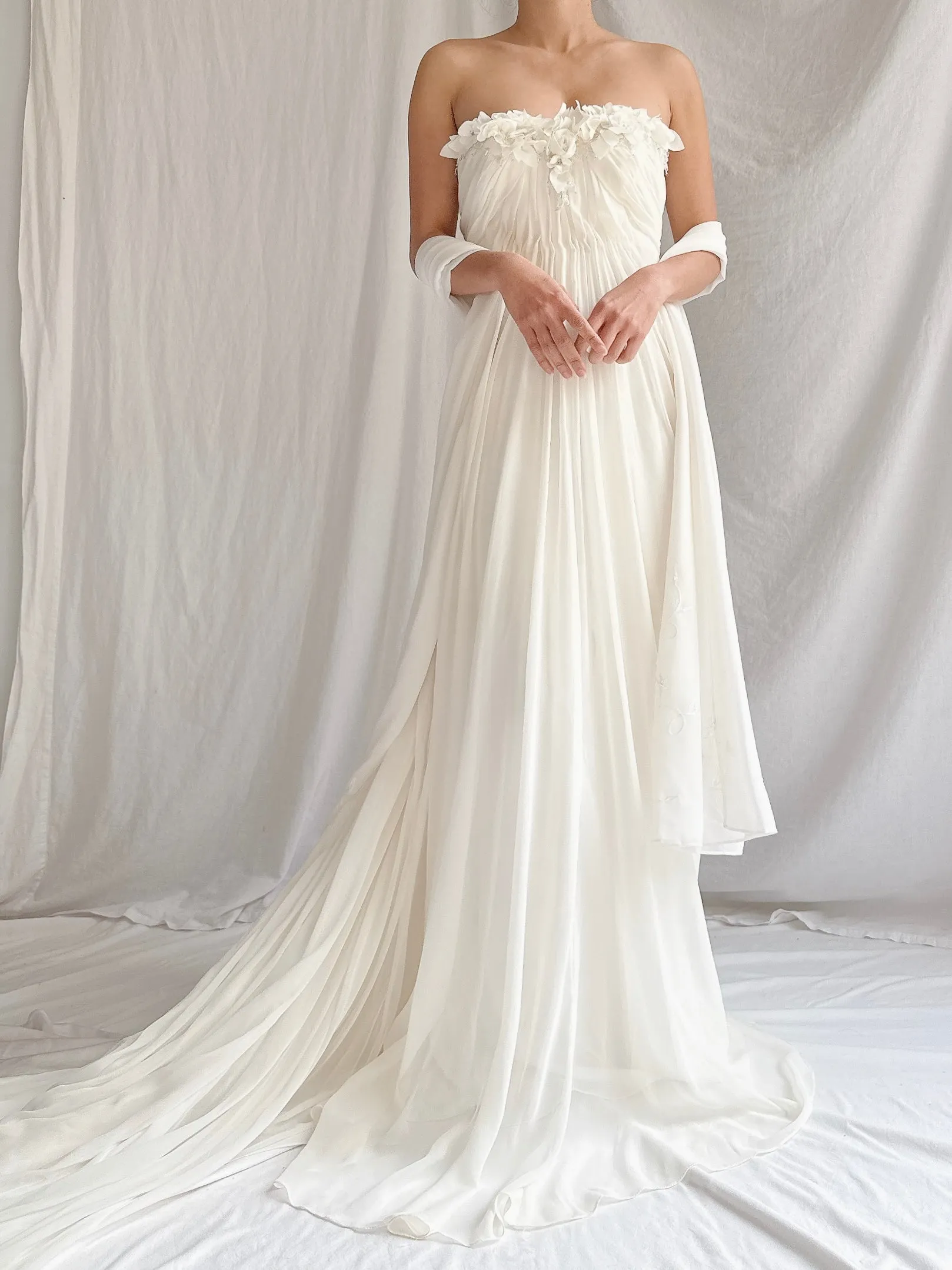 1990s Maggie Sotero Couture Chiffon Gown - XS-S