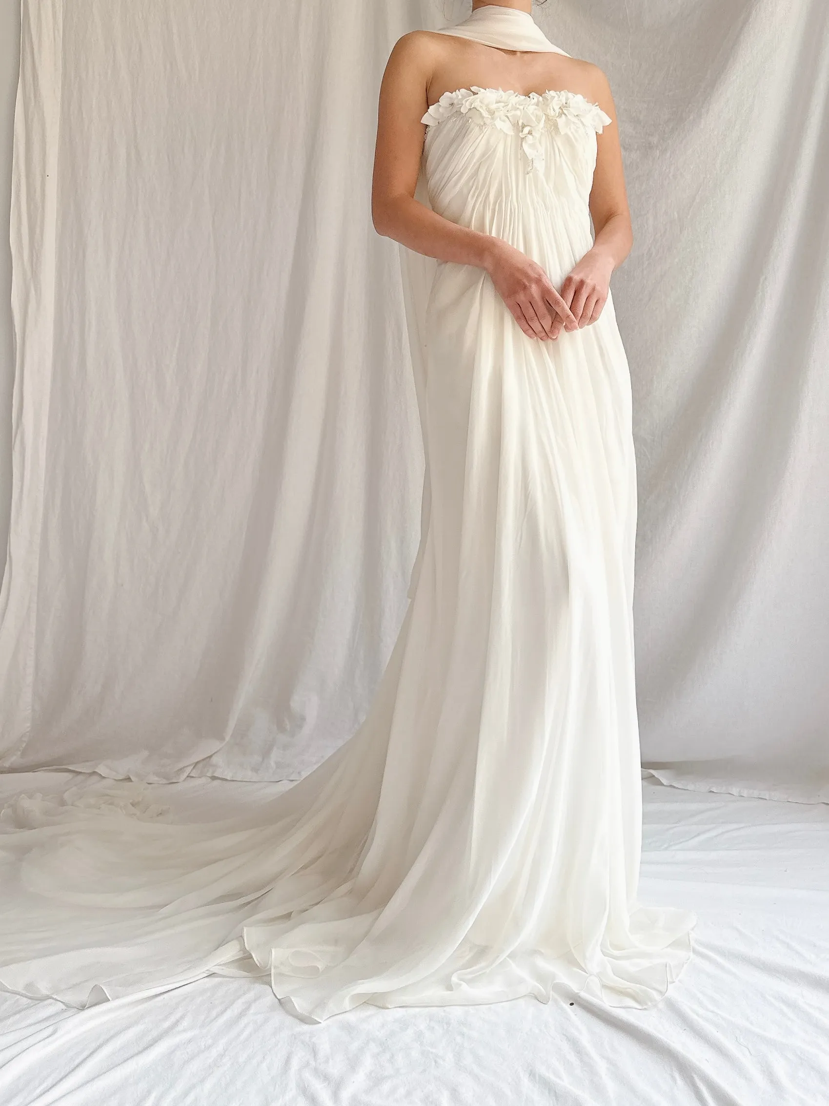 1990s Maggie Sotero Couture Chiffon Gown - XS-S