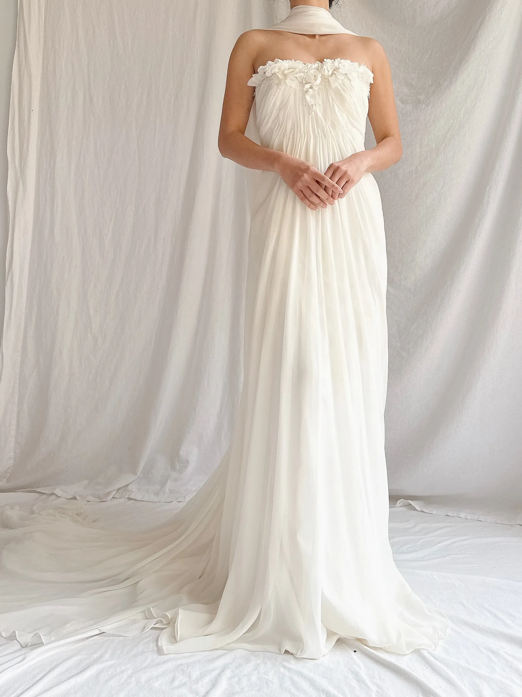 1990s Maggie Sotero Couture Chiffon Gown - XS-S