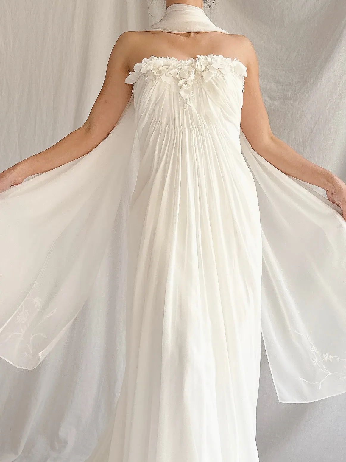 1990s Maggie Sotero Couture Chiffon Gown - XS-S