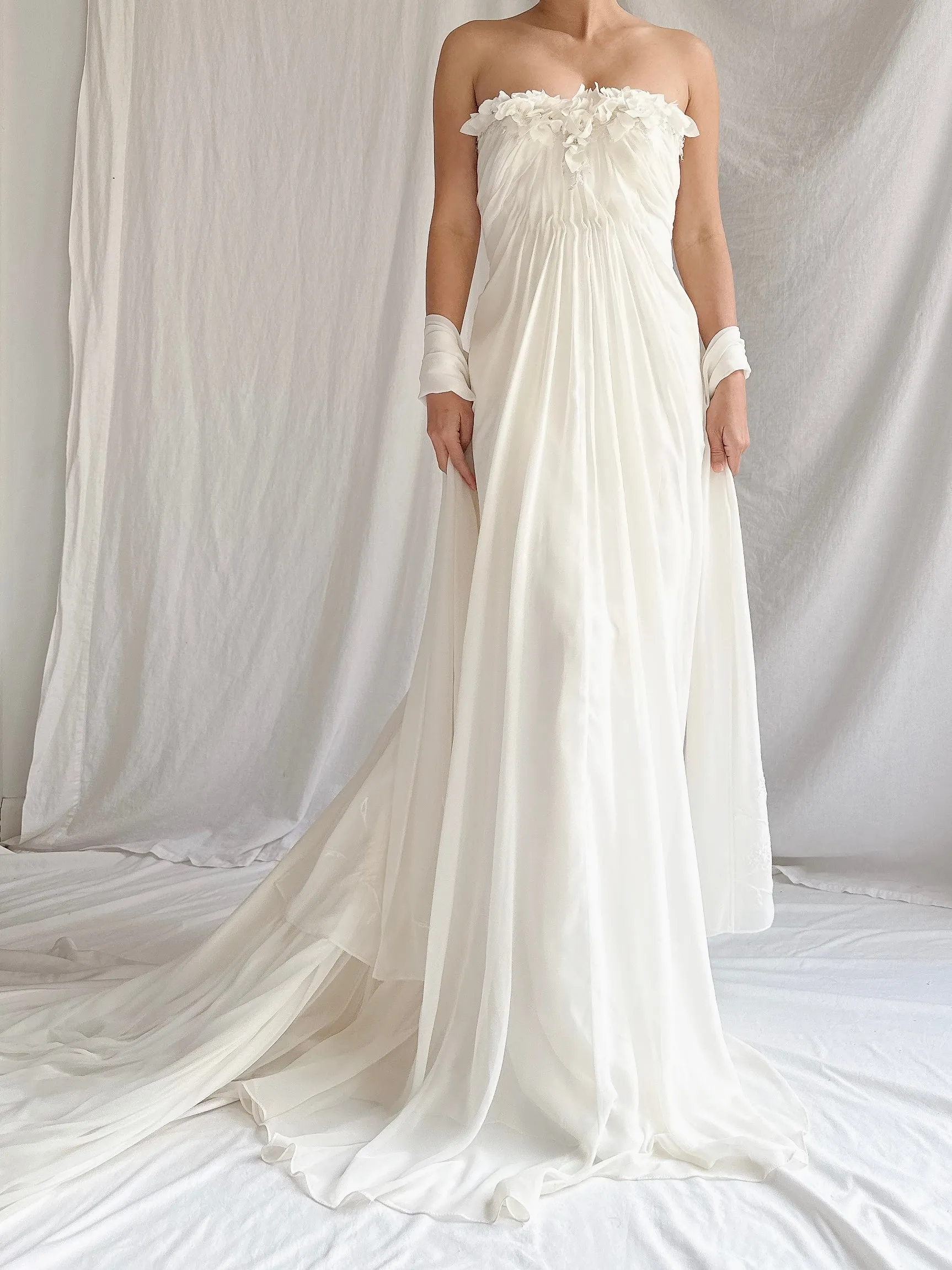 1990s Maggie Sotero Couture Chiffon Gown - XS-S