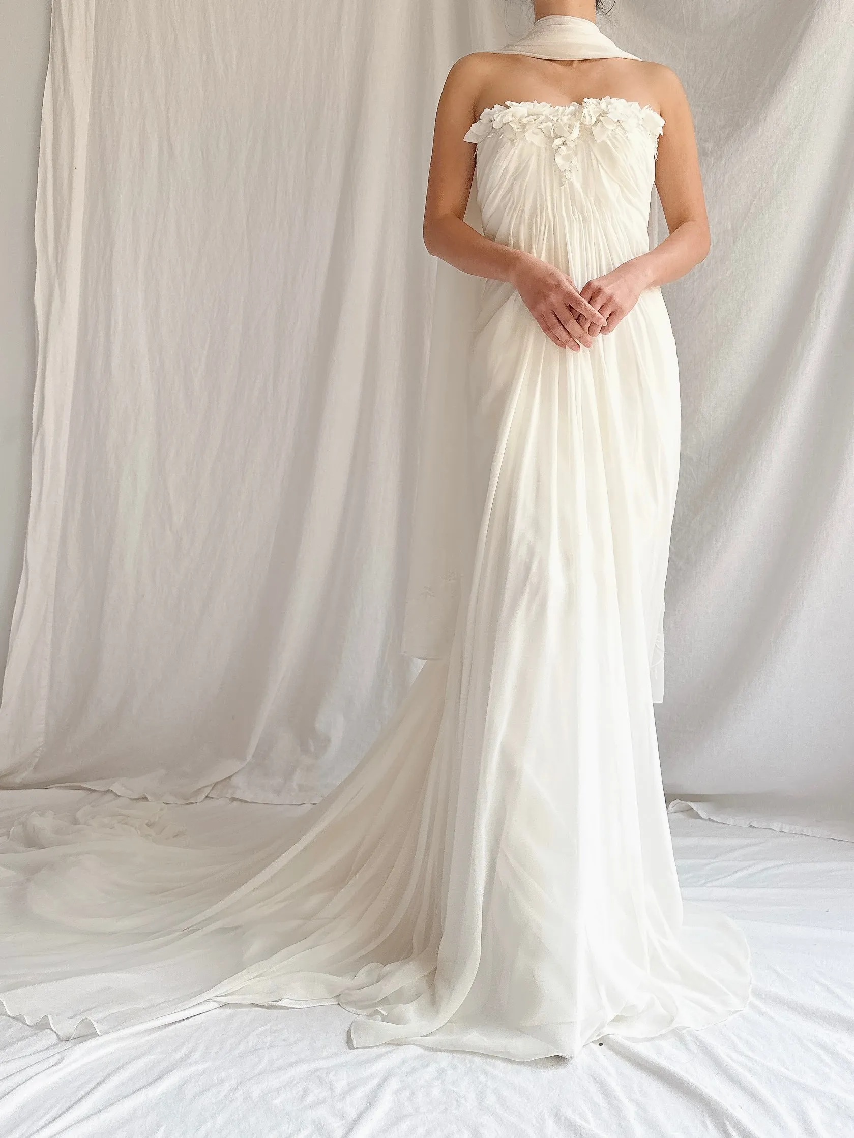 1990s Maggie Sotero Couture Chiffon Gown - XS-S