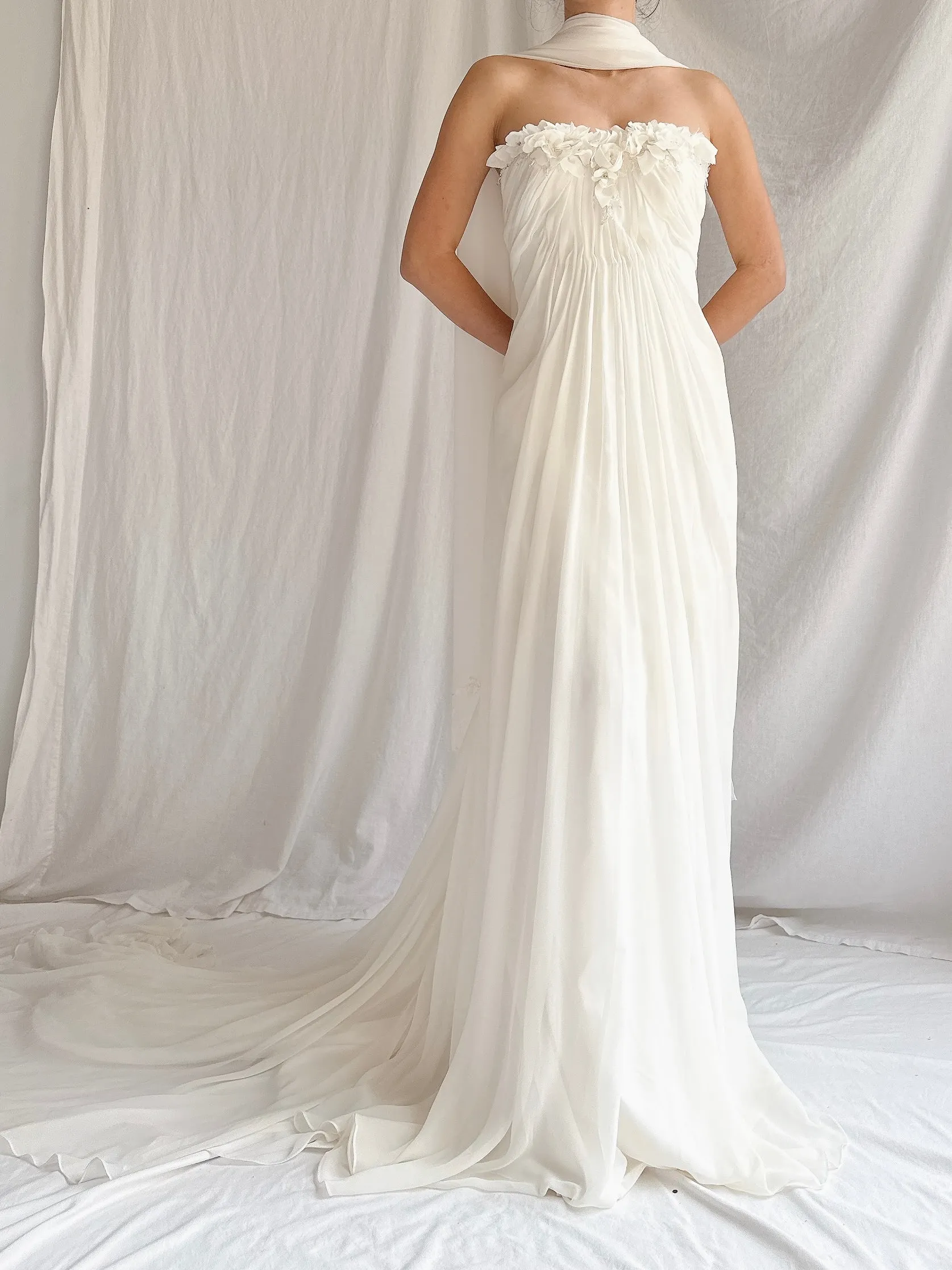 1990s Maggie Sotero Couture Chiffon Gown - XS-S