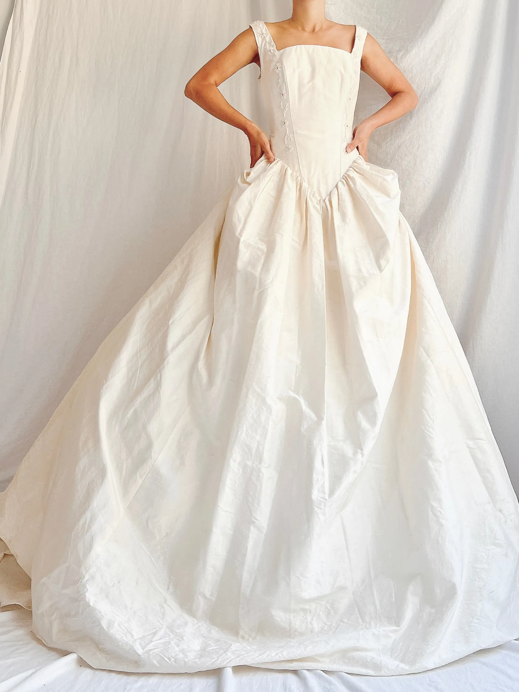90s Silk Basque Waist Gown - M/8