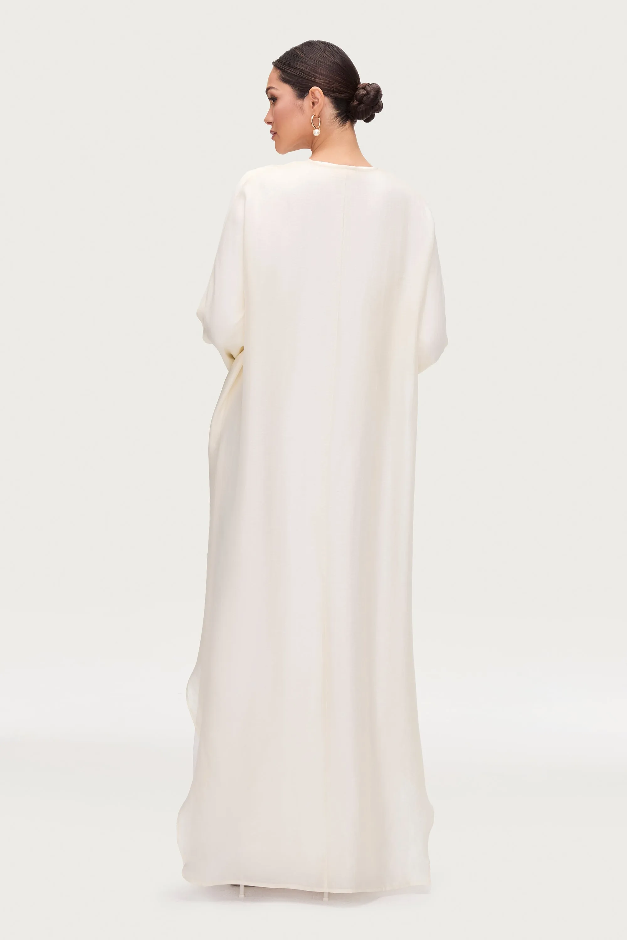 Ahlam Silk Abaya & Dress Set - Moonbeam