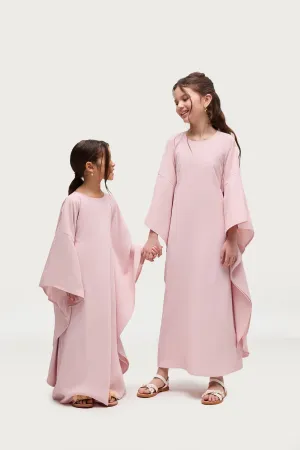Amira Inner Tie Butterfly Kaftan Dress - Pastel Pink (Girls)