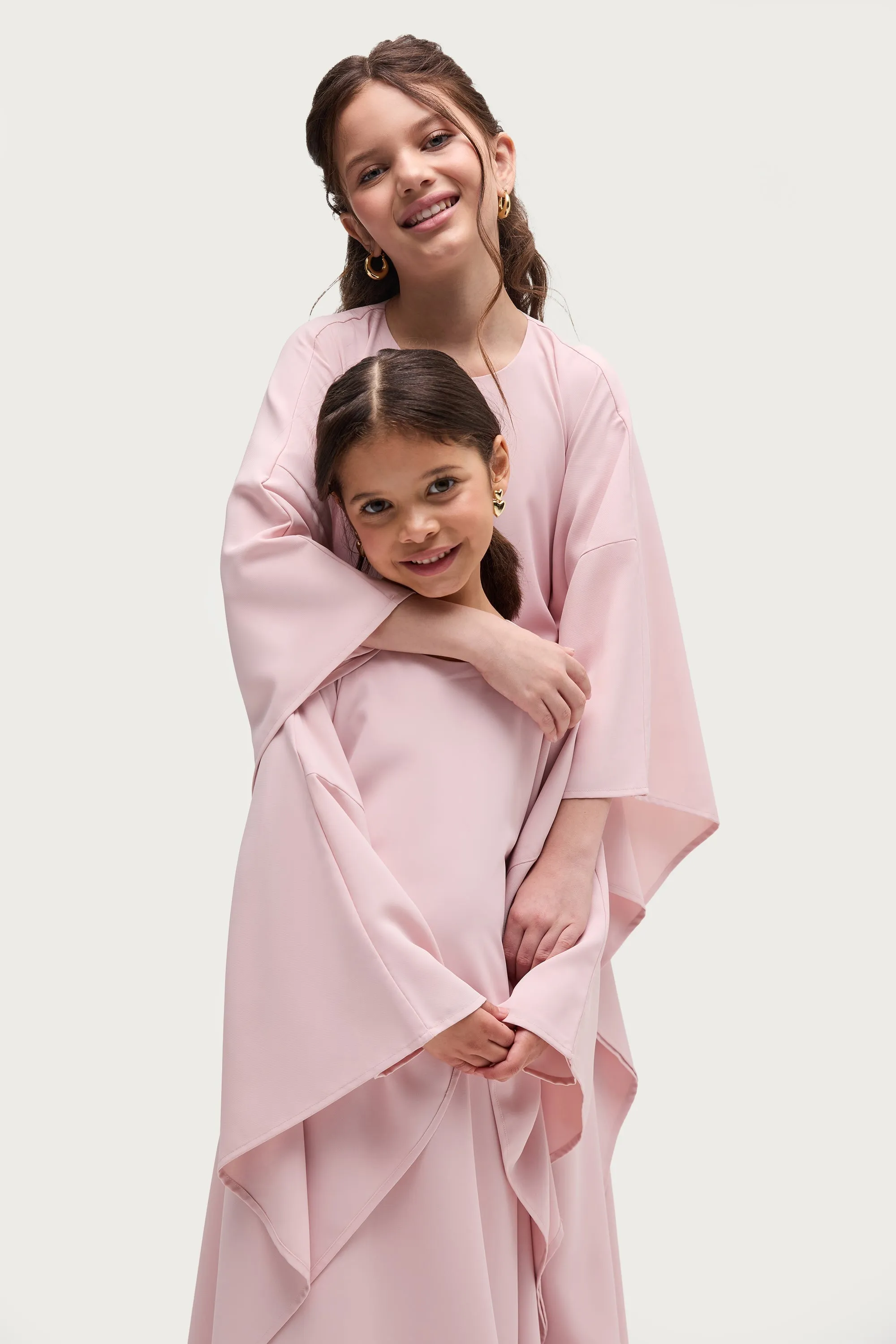 Amira Inner Tie Butterfly Kaftan Dress - Pastel Pink (Girls)