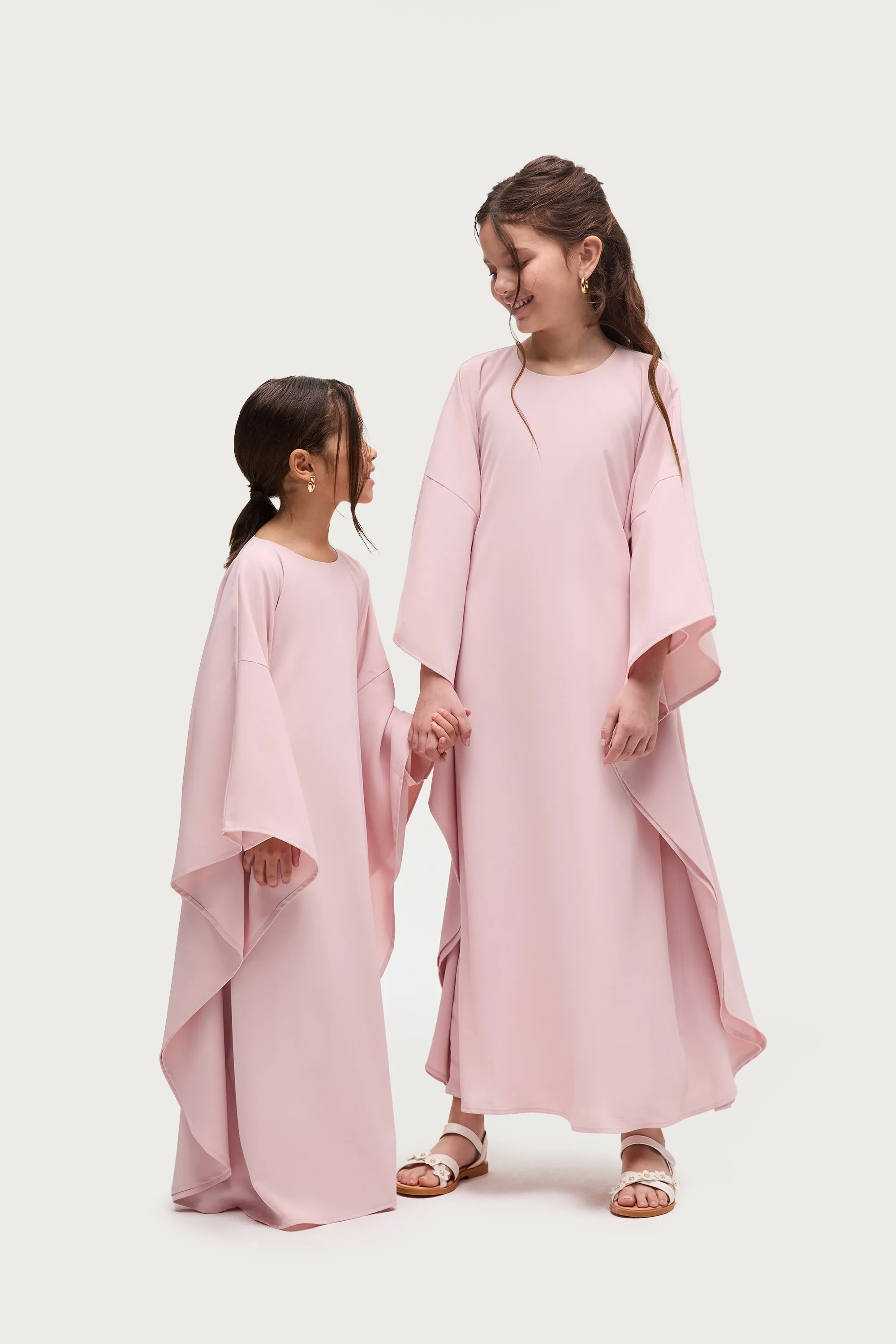 Amira Inner Tie Butterfly Kaftan Dress - Pastel Pink (Girls)