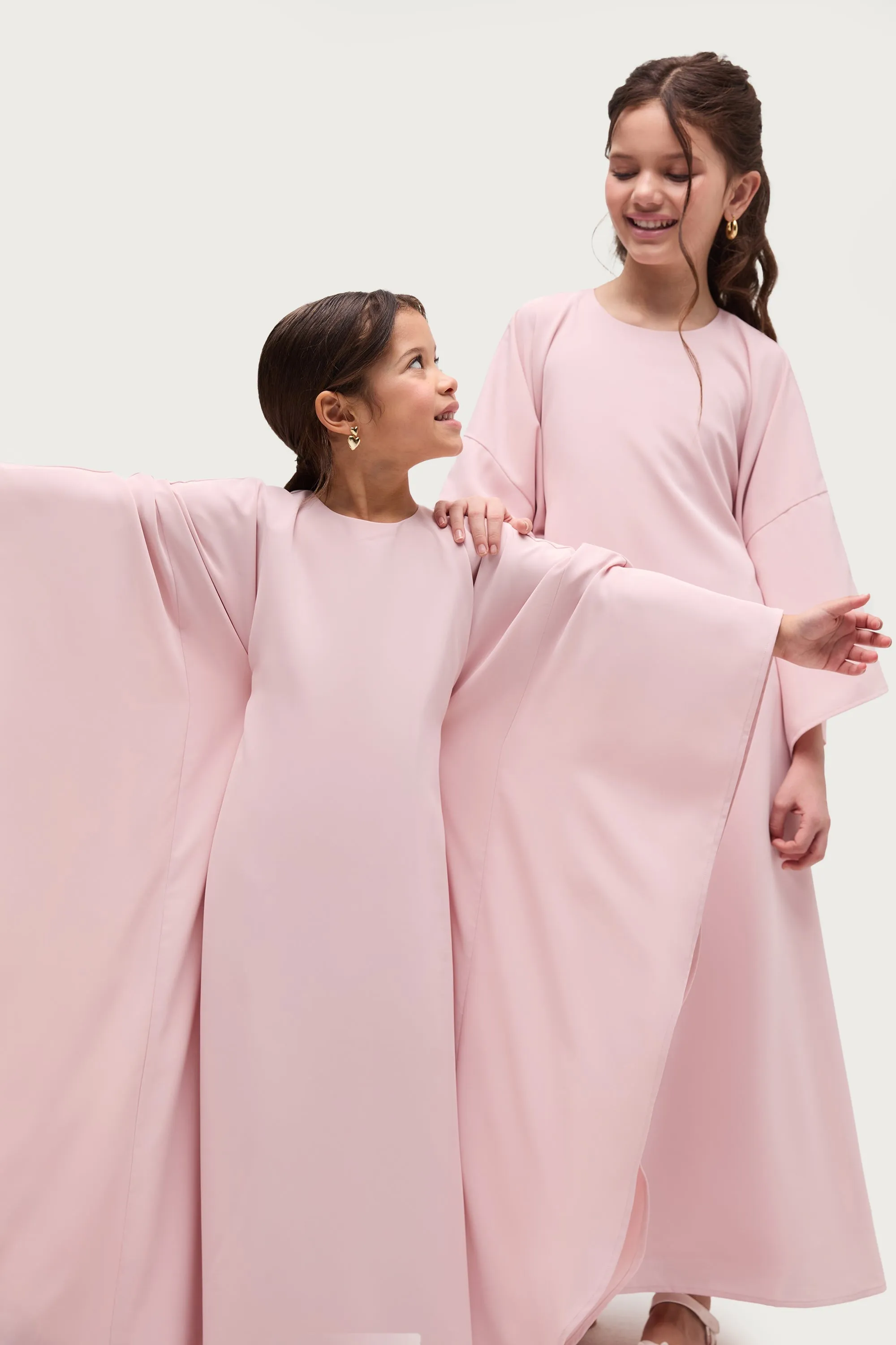 Amira Inner Tie Butterfly Kaftan Dress - Pastel Pink (Girls)