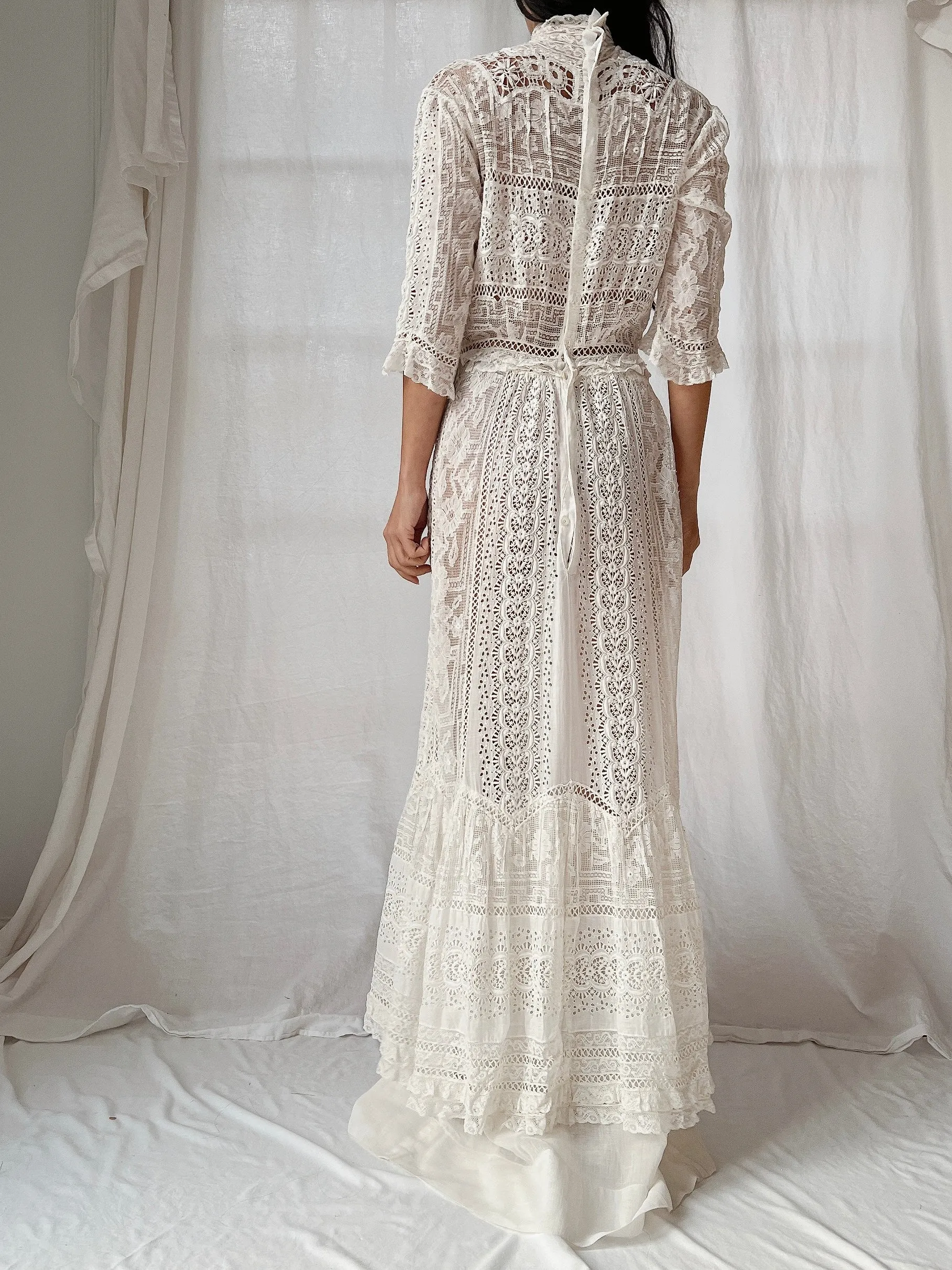 Antique 3/4 Sleeve Lawn Dress - S
