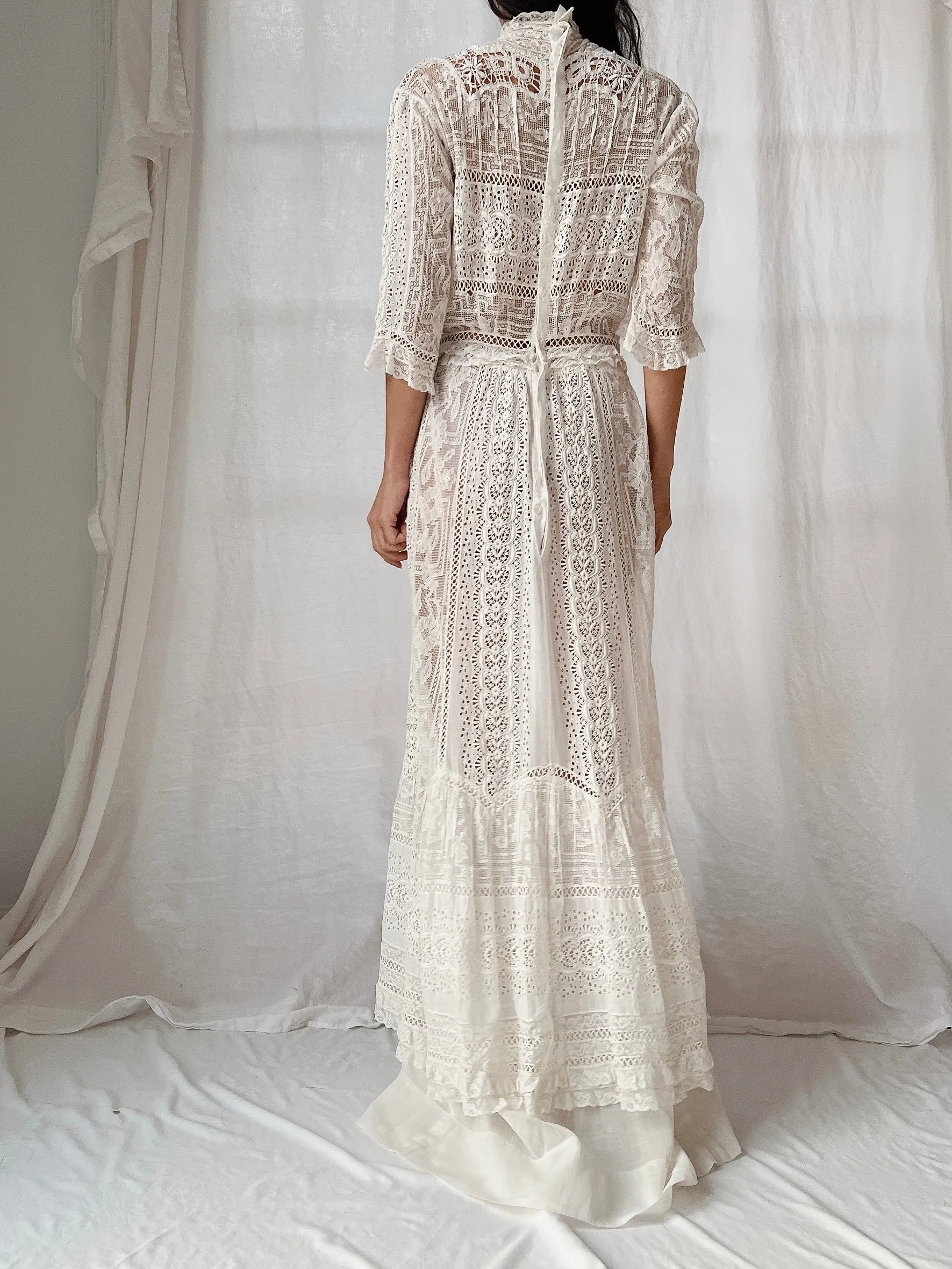 Antique 3/4 Sleeve Lawn Dress - S