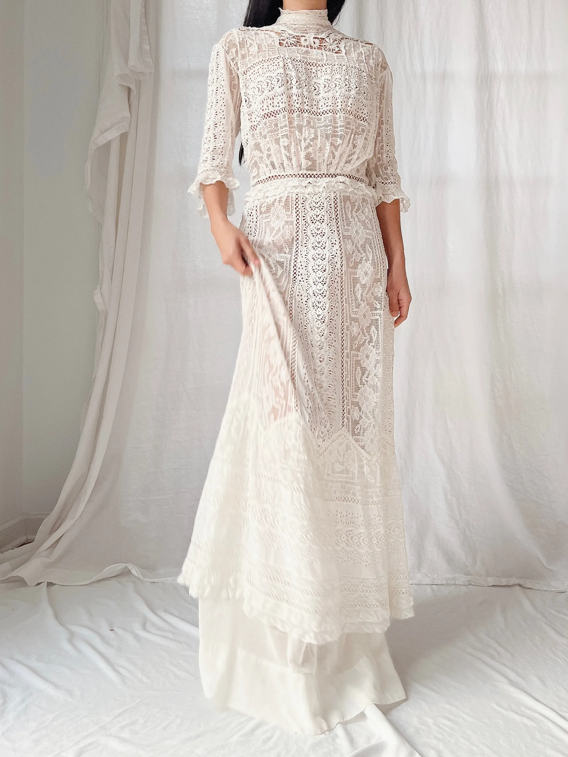 Antique 3/4 Sleeve Lawn Dress - S