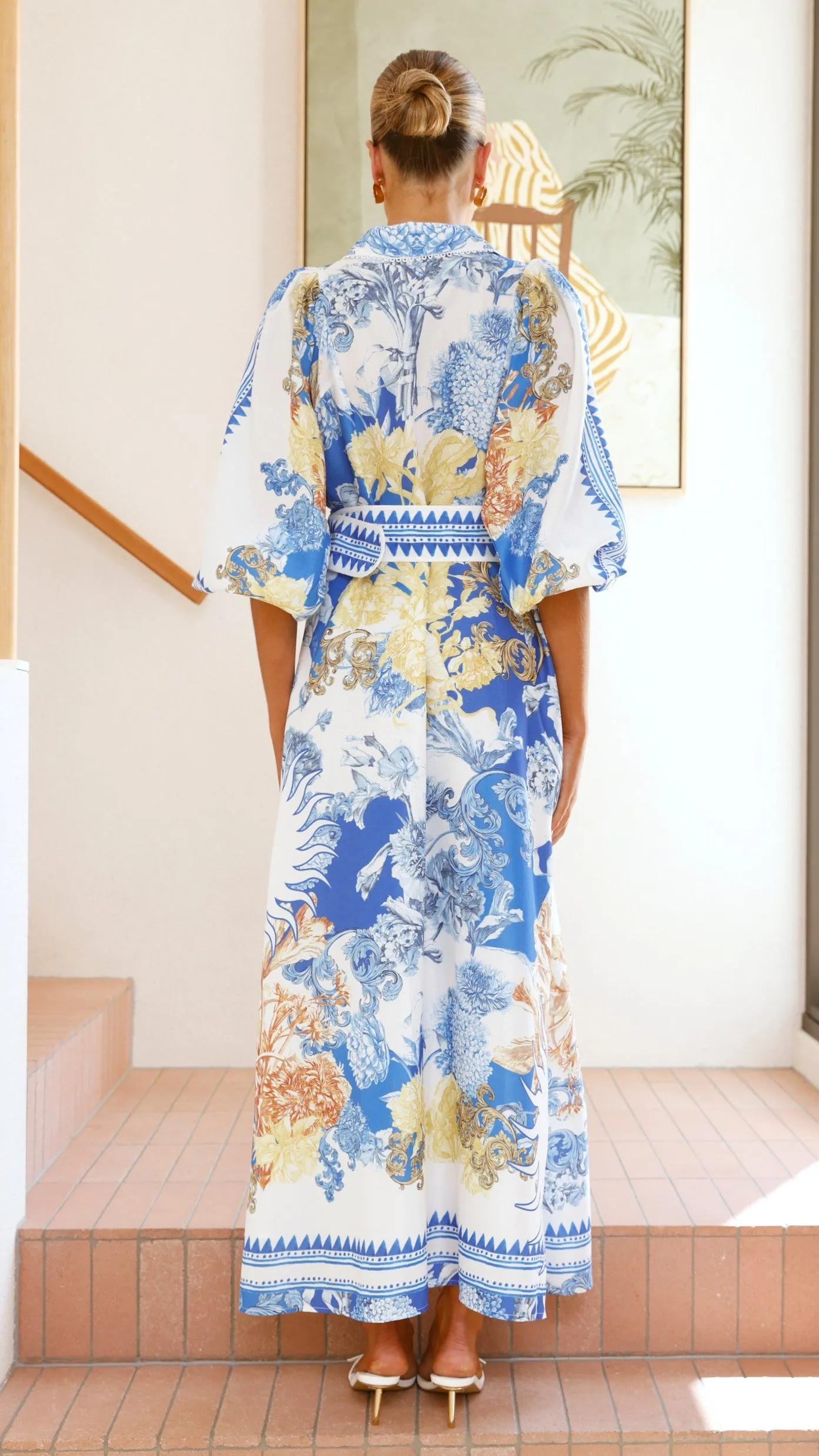 Arana Maxi Dress - Blue/White Print