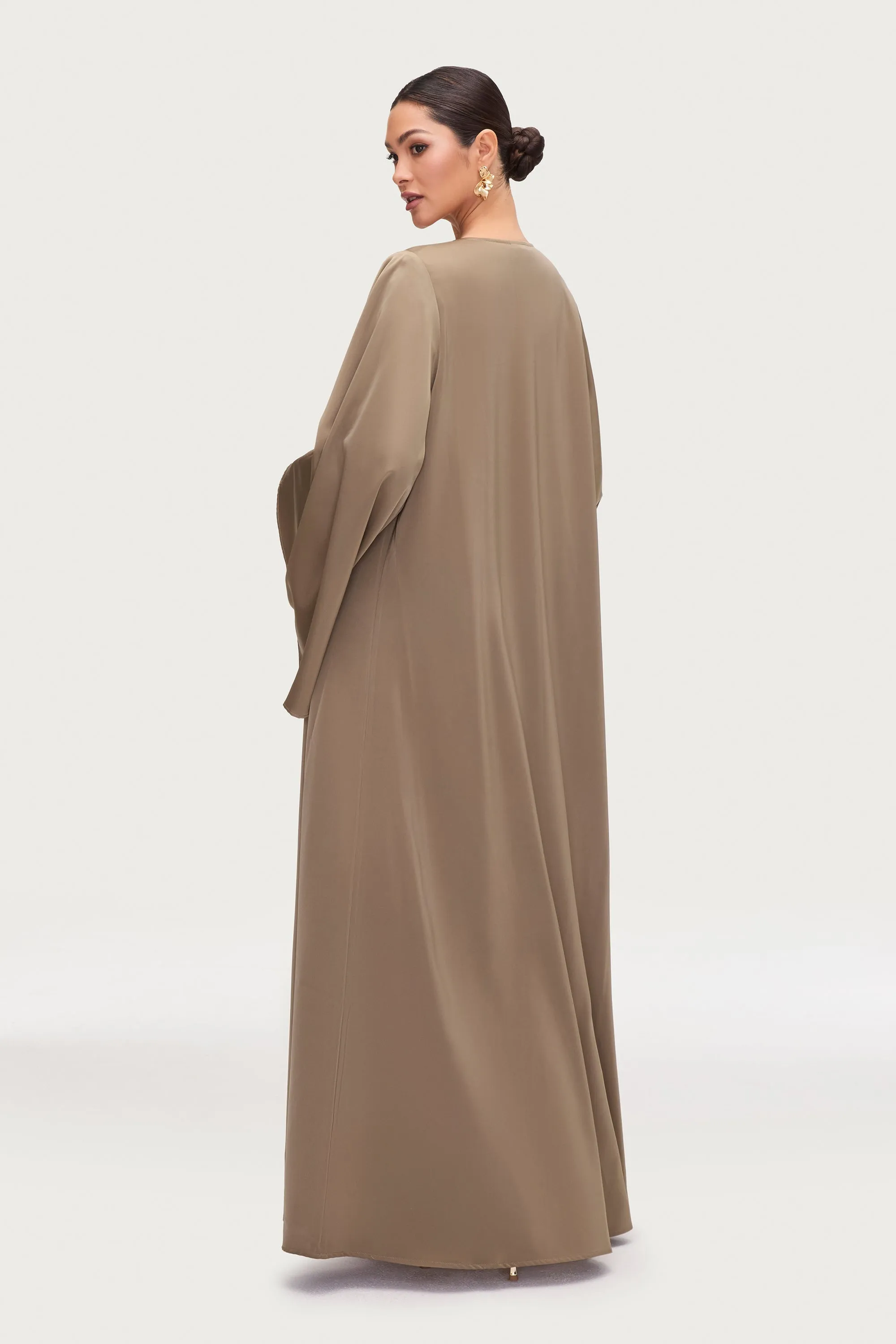 Arwa Flare Sleeve Open Abaya - Desert Sage
