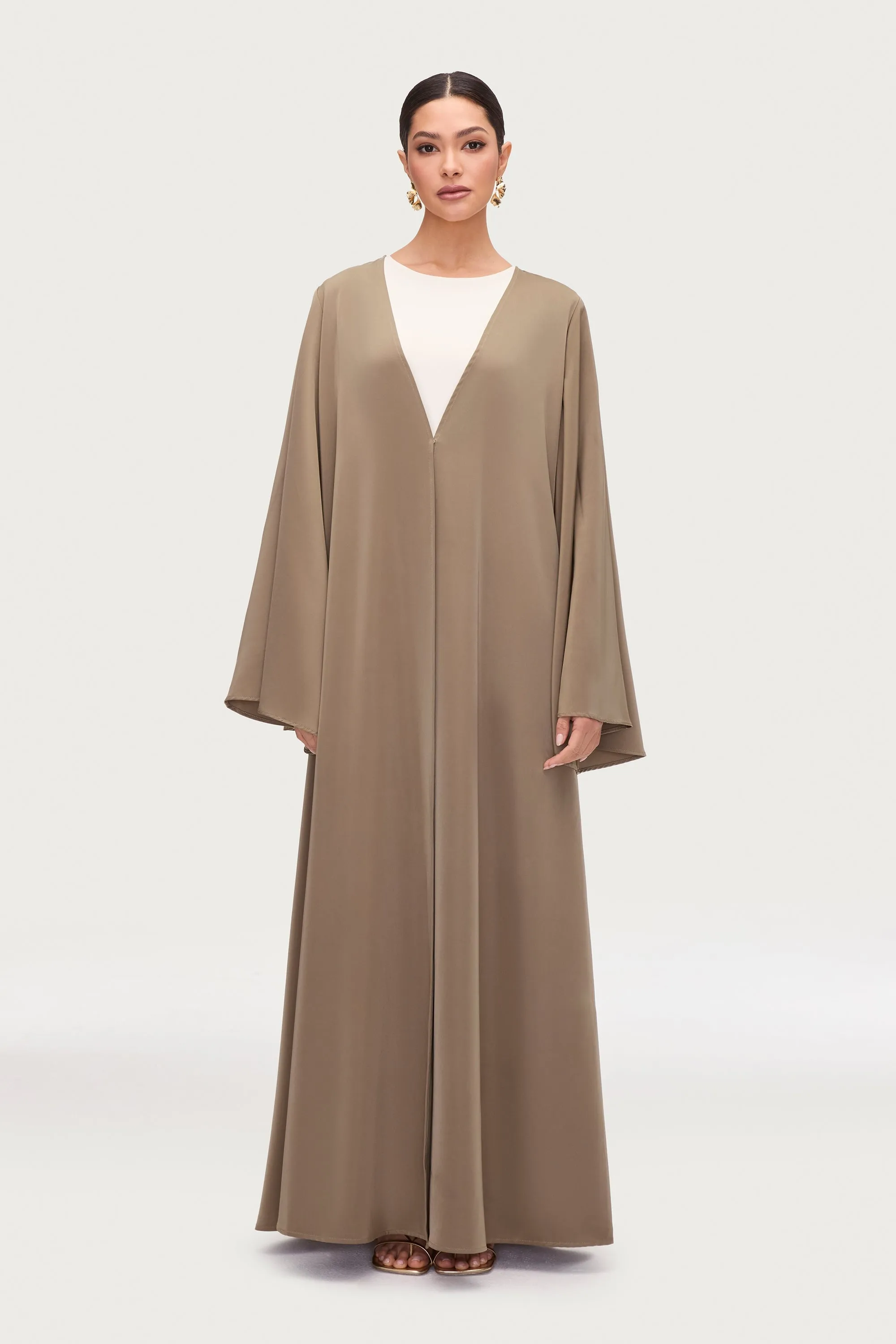 Arwa Flare Sleeve Open Abaya - Desert Sage