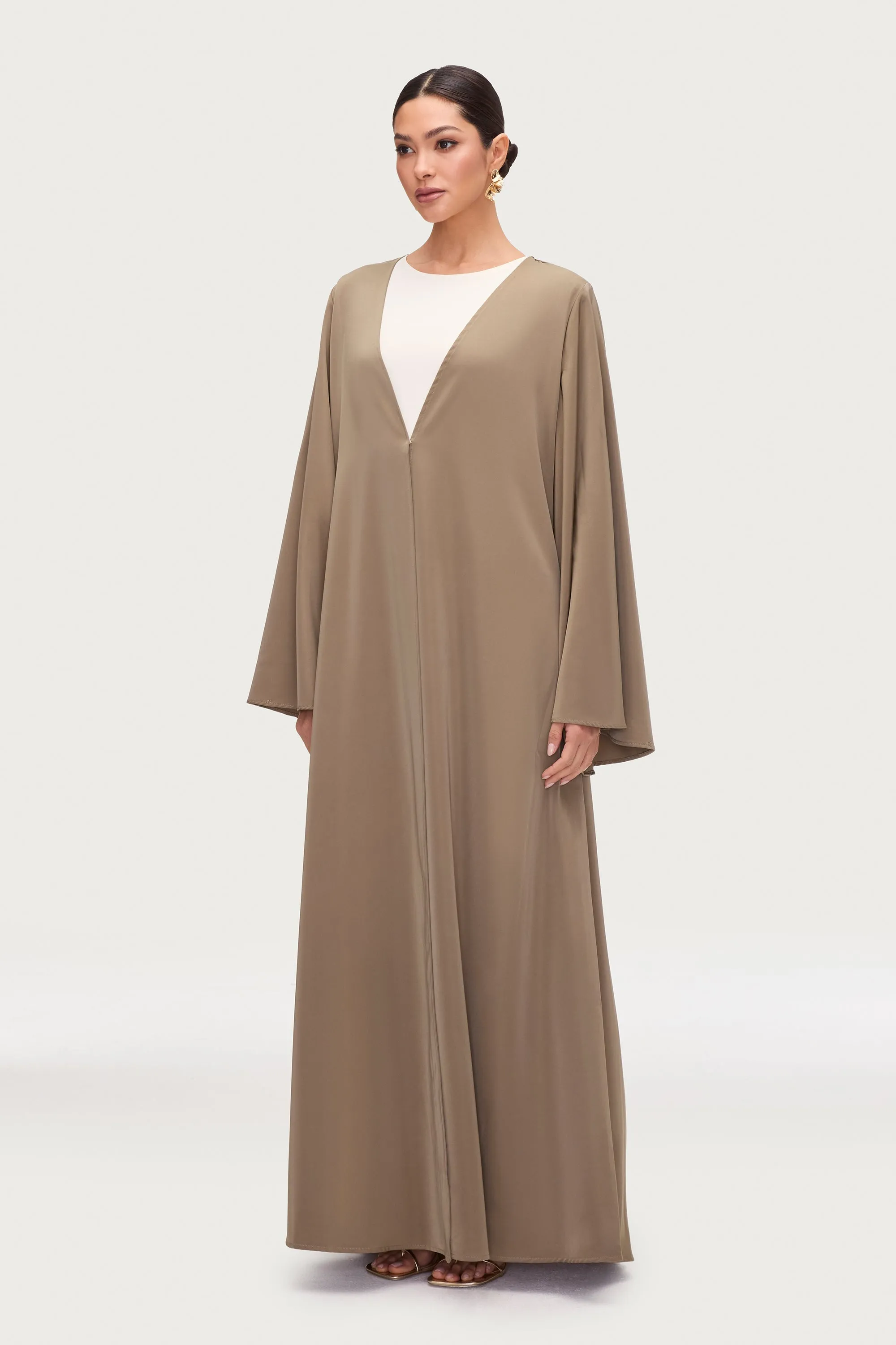 Arwa Flare Sleeve Open Abaya - Desert Sage