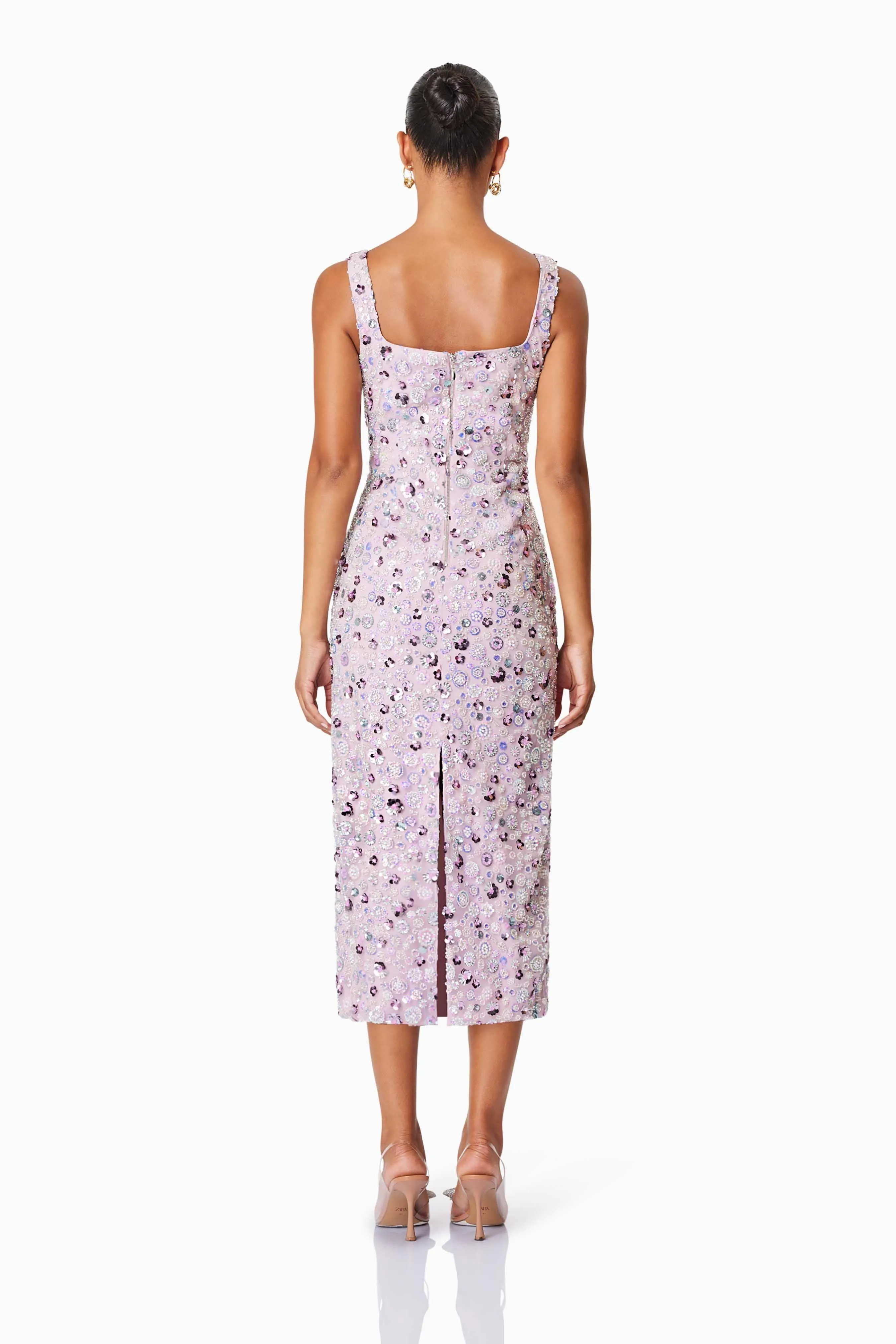 Aurora Event Wear Midi Dress In Purple