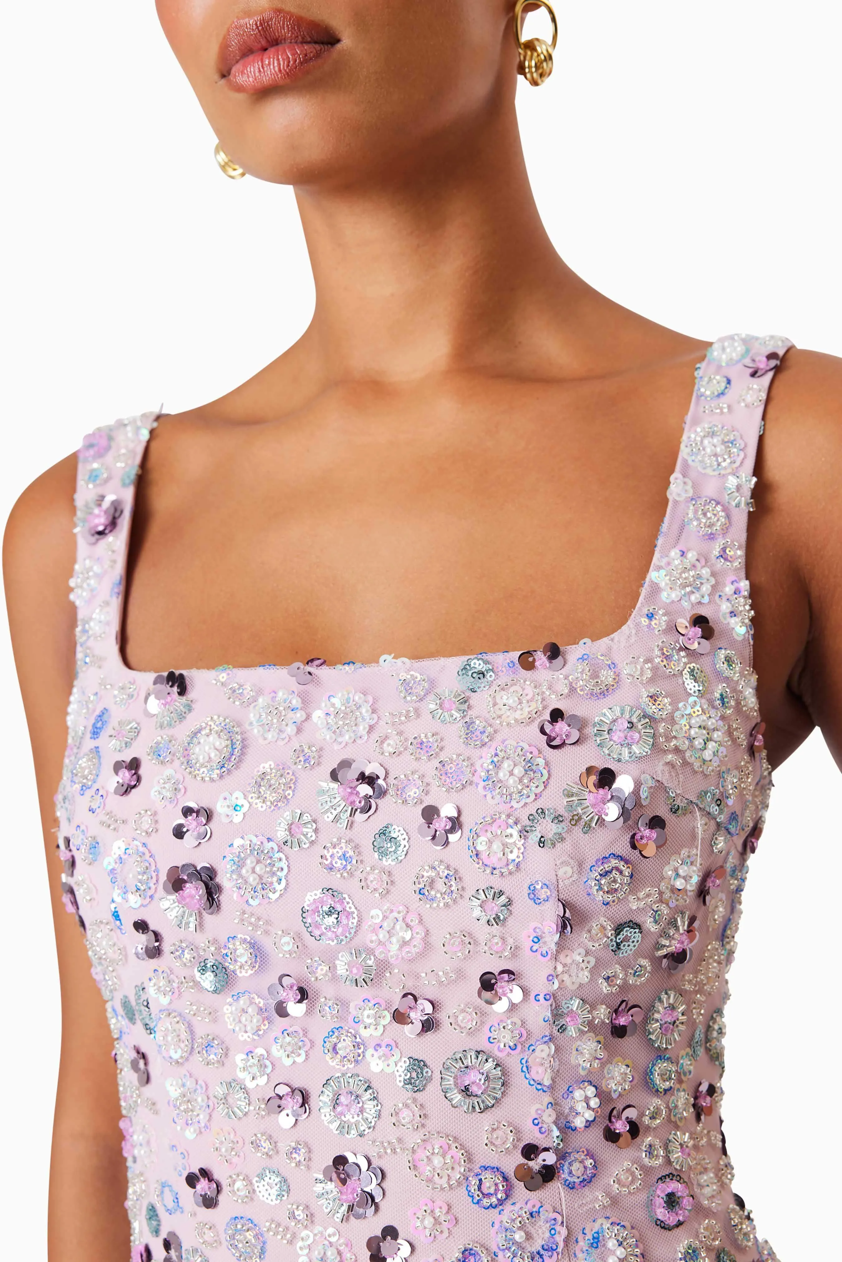 Aurora Event Wear Midi Dress In Purple