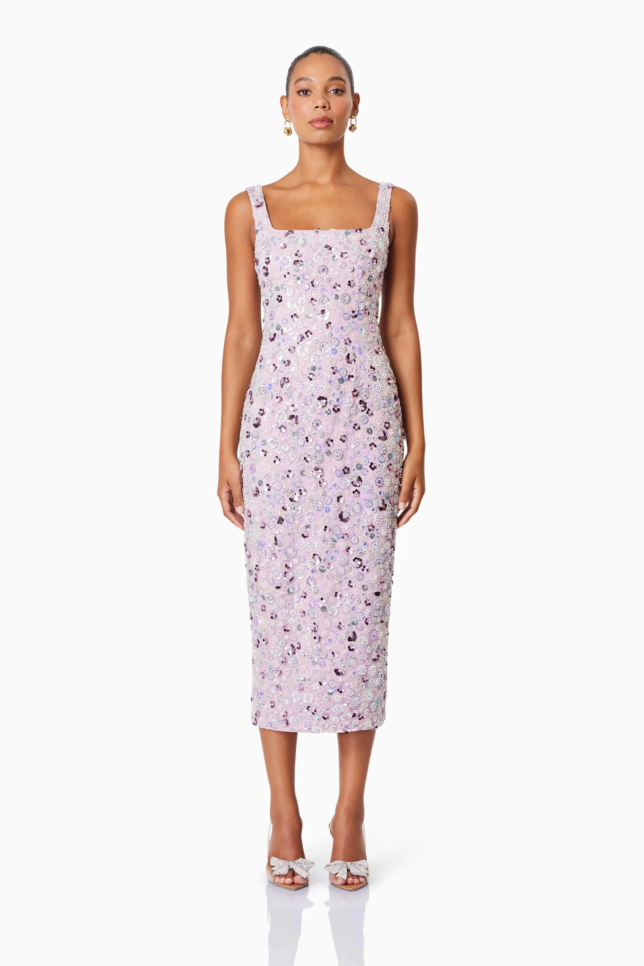 Aurora Event Wear Midi Dress In Purple