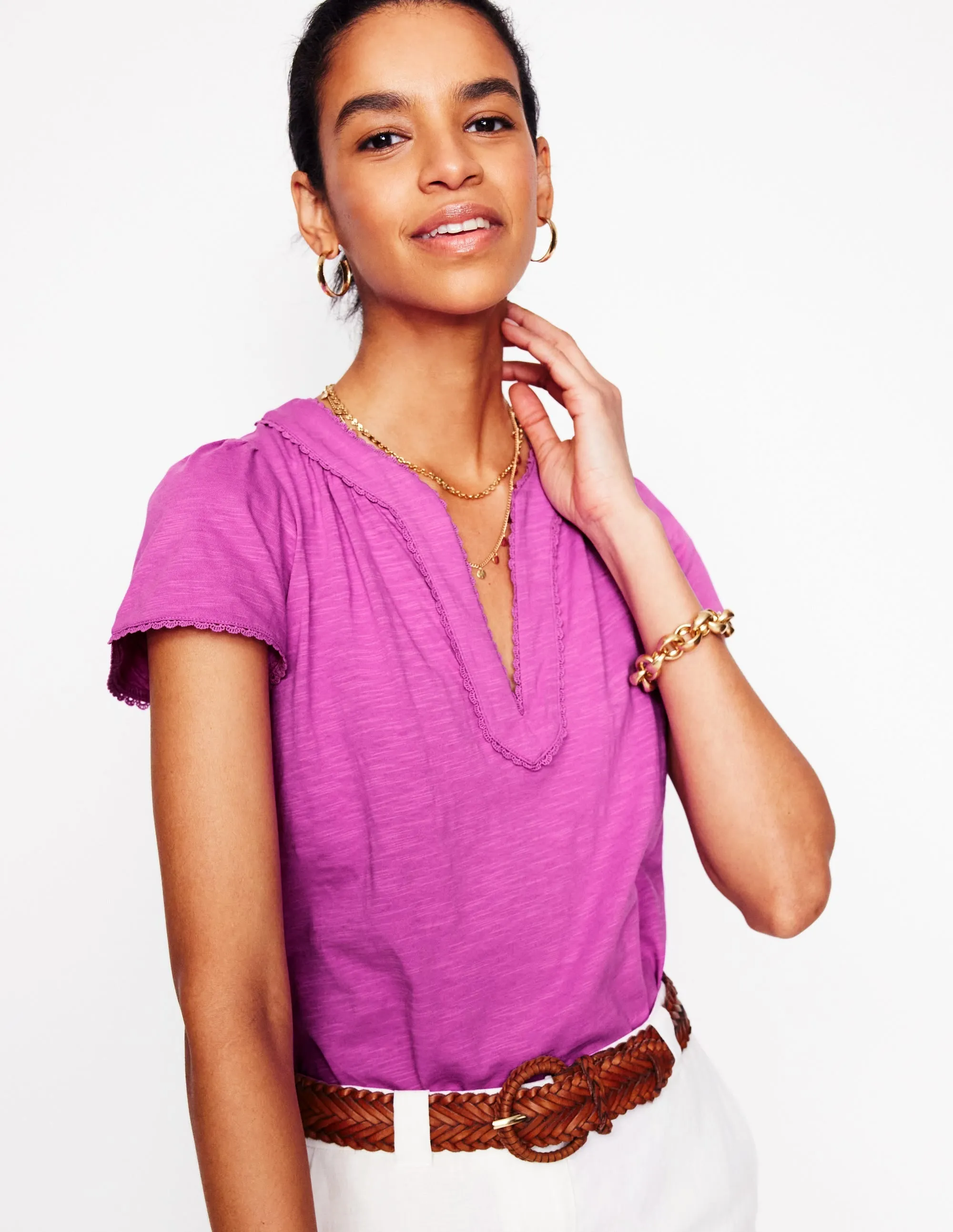 Ava Short Sleeve Top-Radiant Orchid