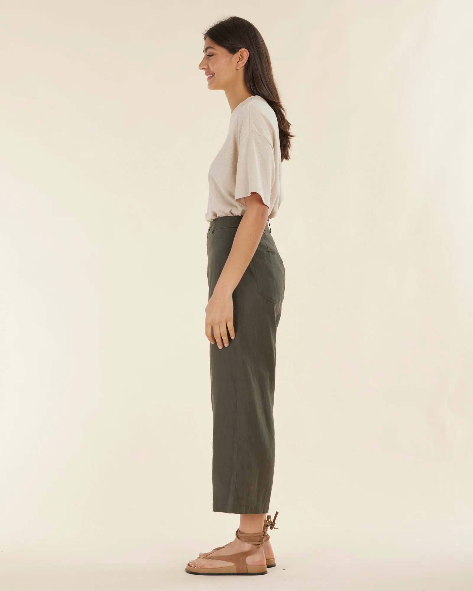 Barossa Linen Pant - Moss