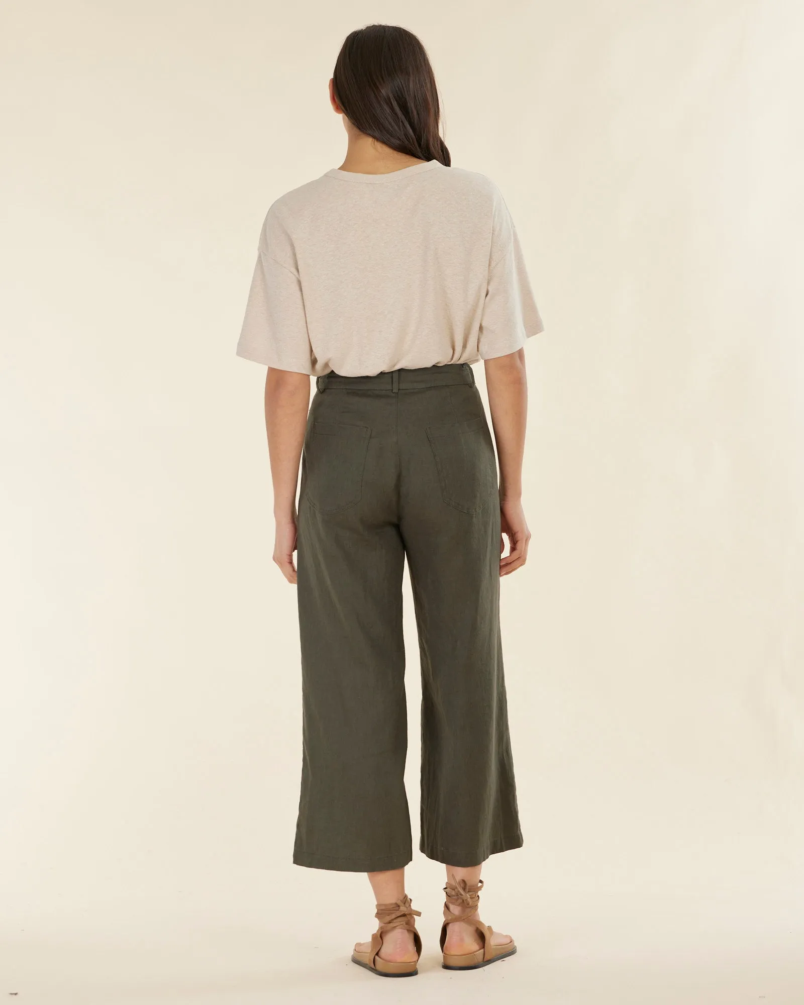 Barossa Linen Pant - Moss