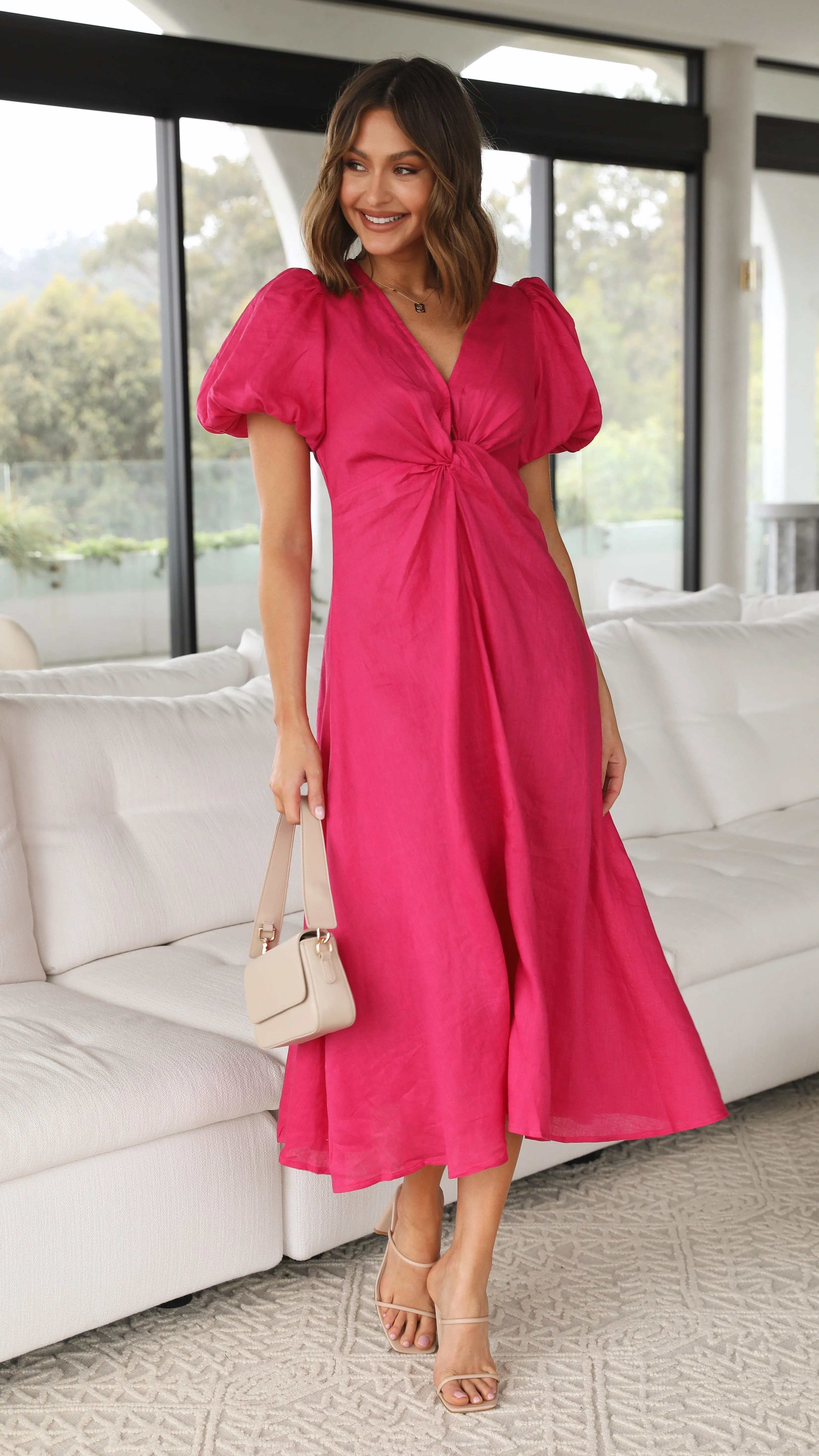 Blaire Midi Dress - Hot Pink