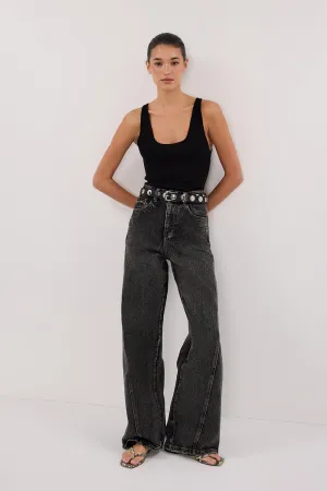 CARSON WASHED BLACK TALL WIDE LEG JEAN