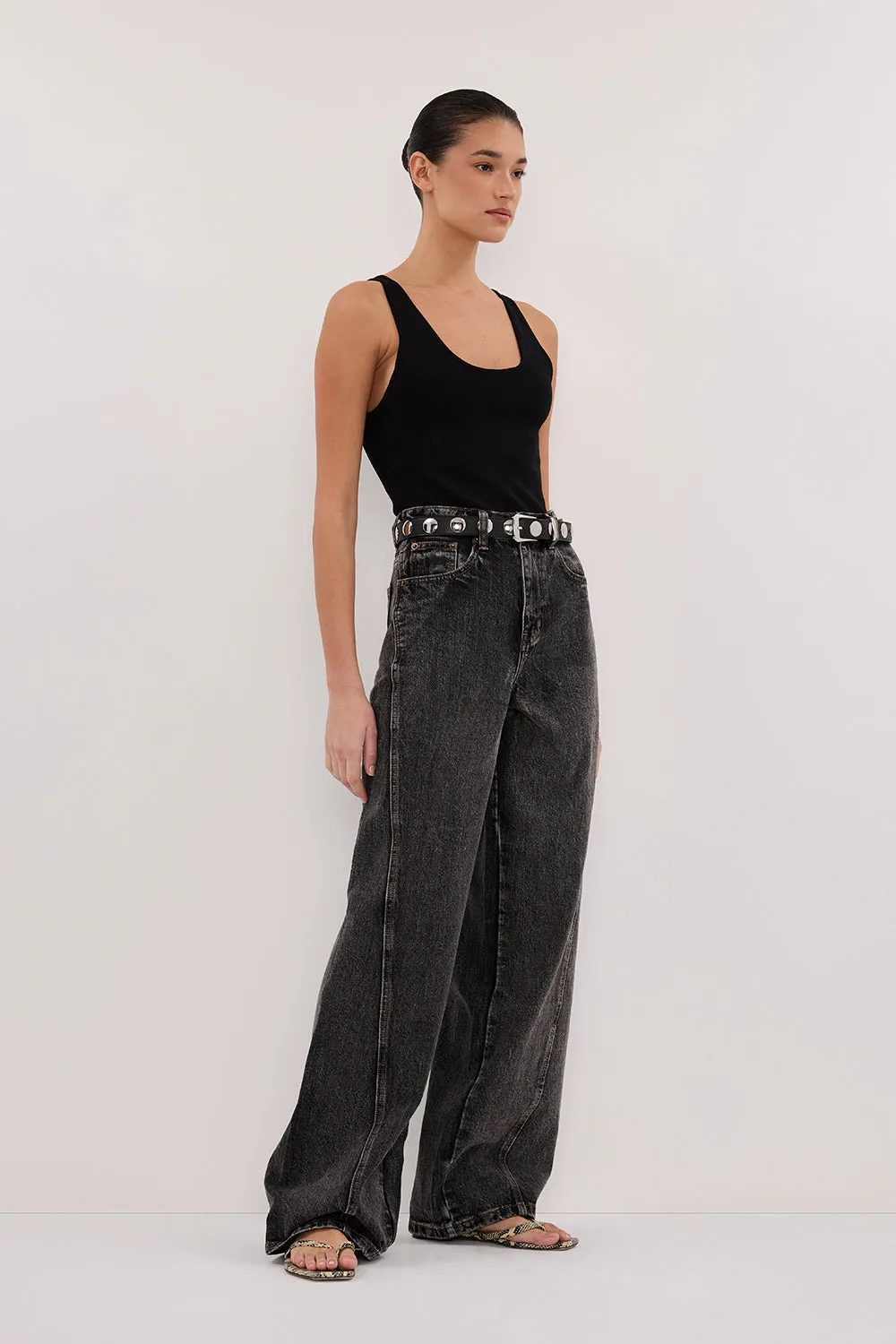 CARSON WASHED BLACK TALL WIDE LEG JEAN