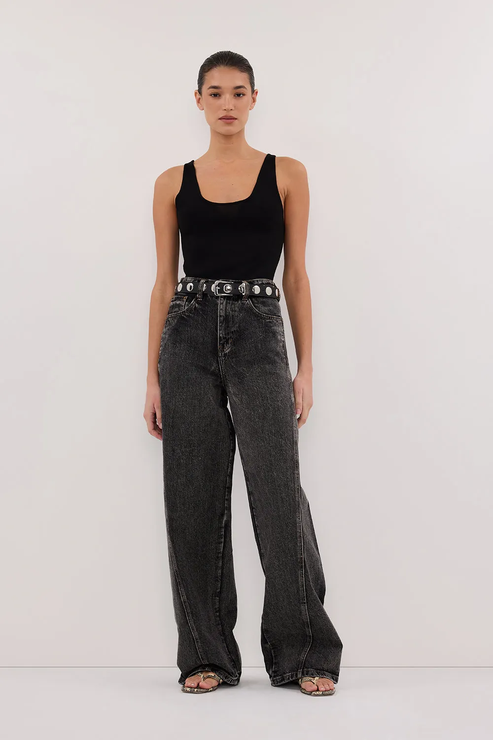 CARSON WASHED BLACK TALL WIDE LEG JEAN
