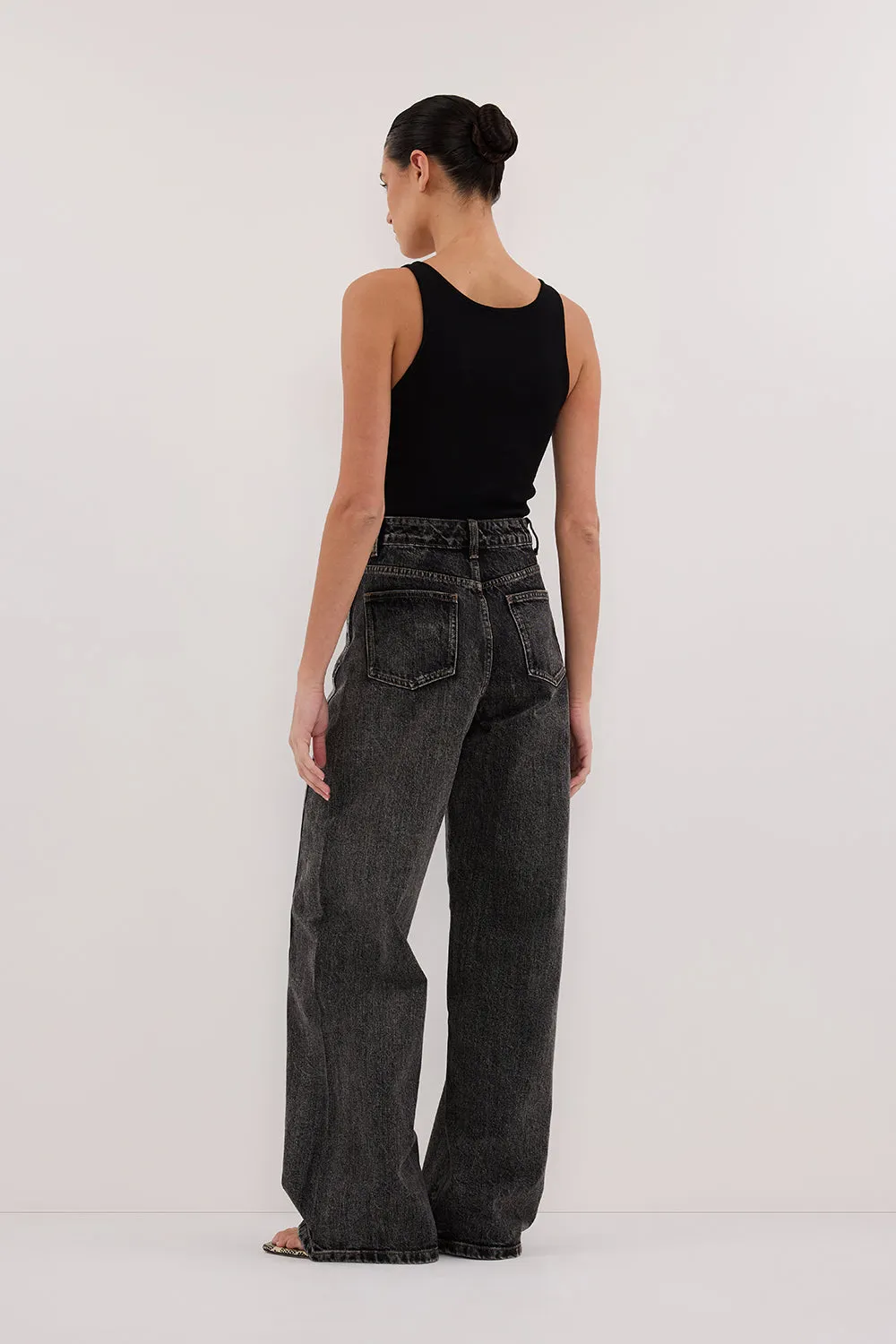 CARSON WASHED BLACK TALL WIDE LEG JEAN